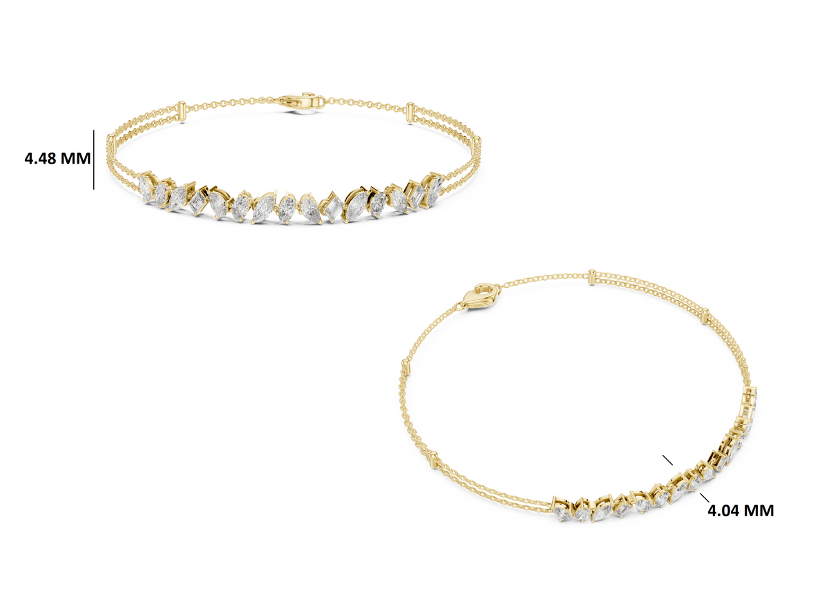 Gold 1 5Ct Tennis Chain Multi Lab Grown Diamond Saba Bracelet