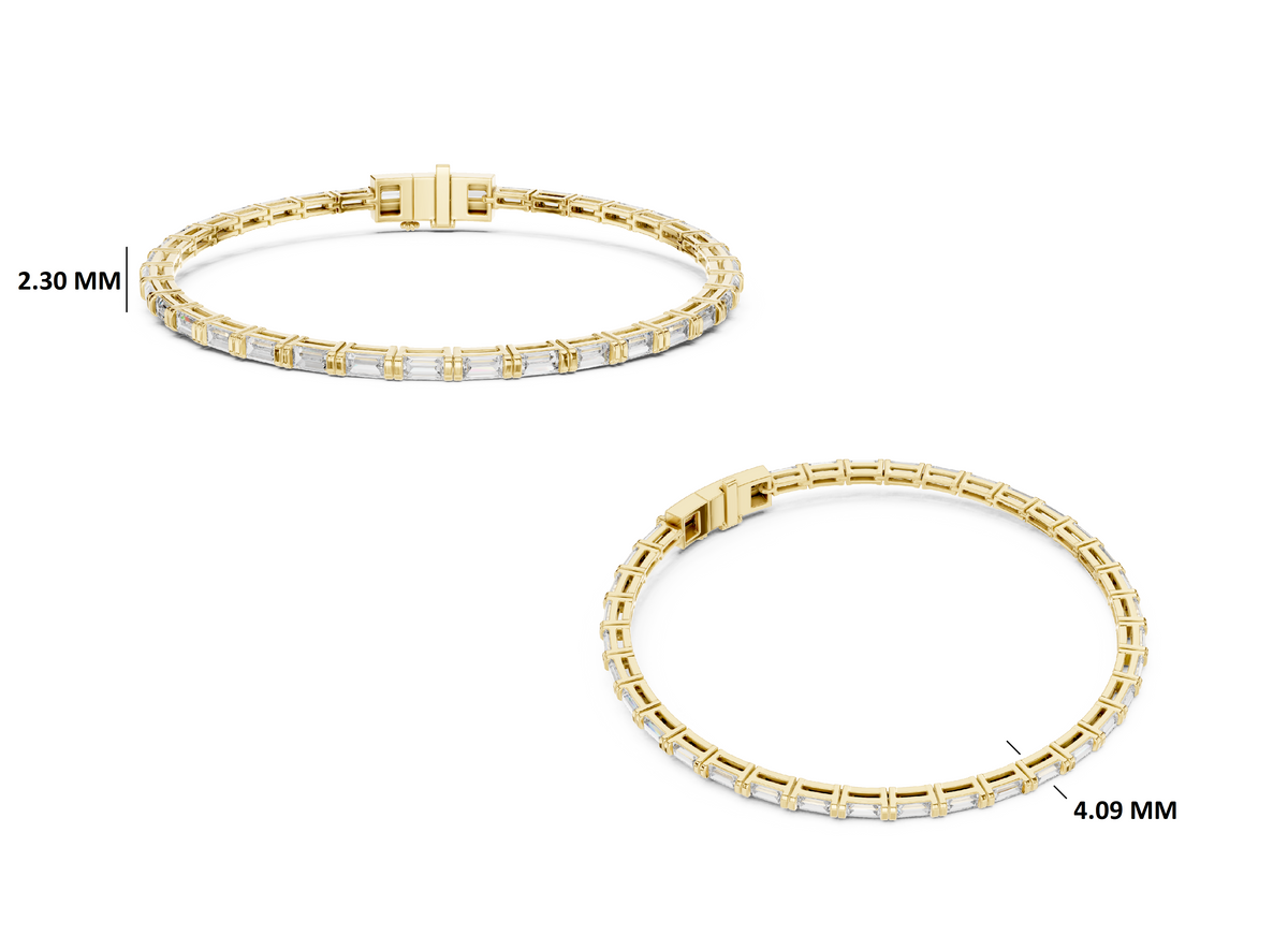 Gold 3 7Ct Baguette Line Lab Grown Diamond Leonor Bracelet