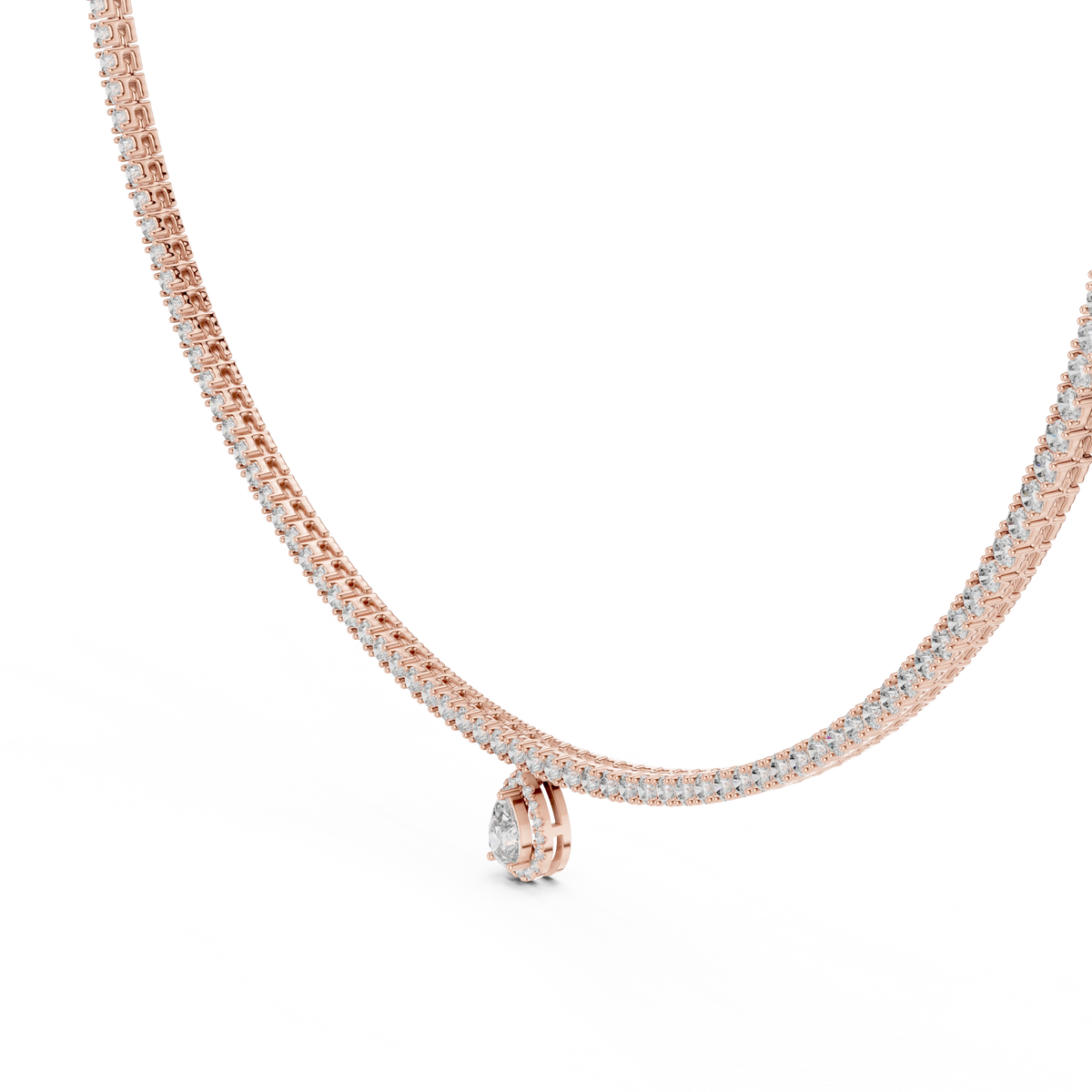 Gold 4 5Ct Tennis Pear Lab Grown Diamond Charlotte Necklace