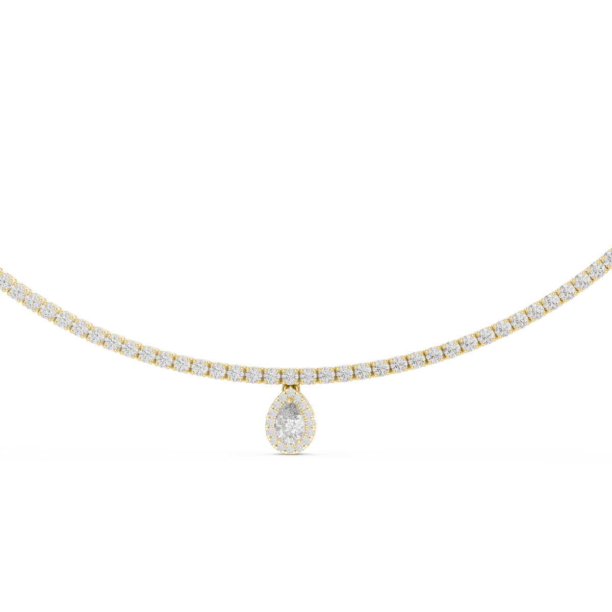 Gold 4 5Ct Tennis Pear Lab Grown Diamond Charlotte Necklace