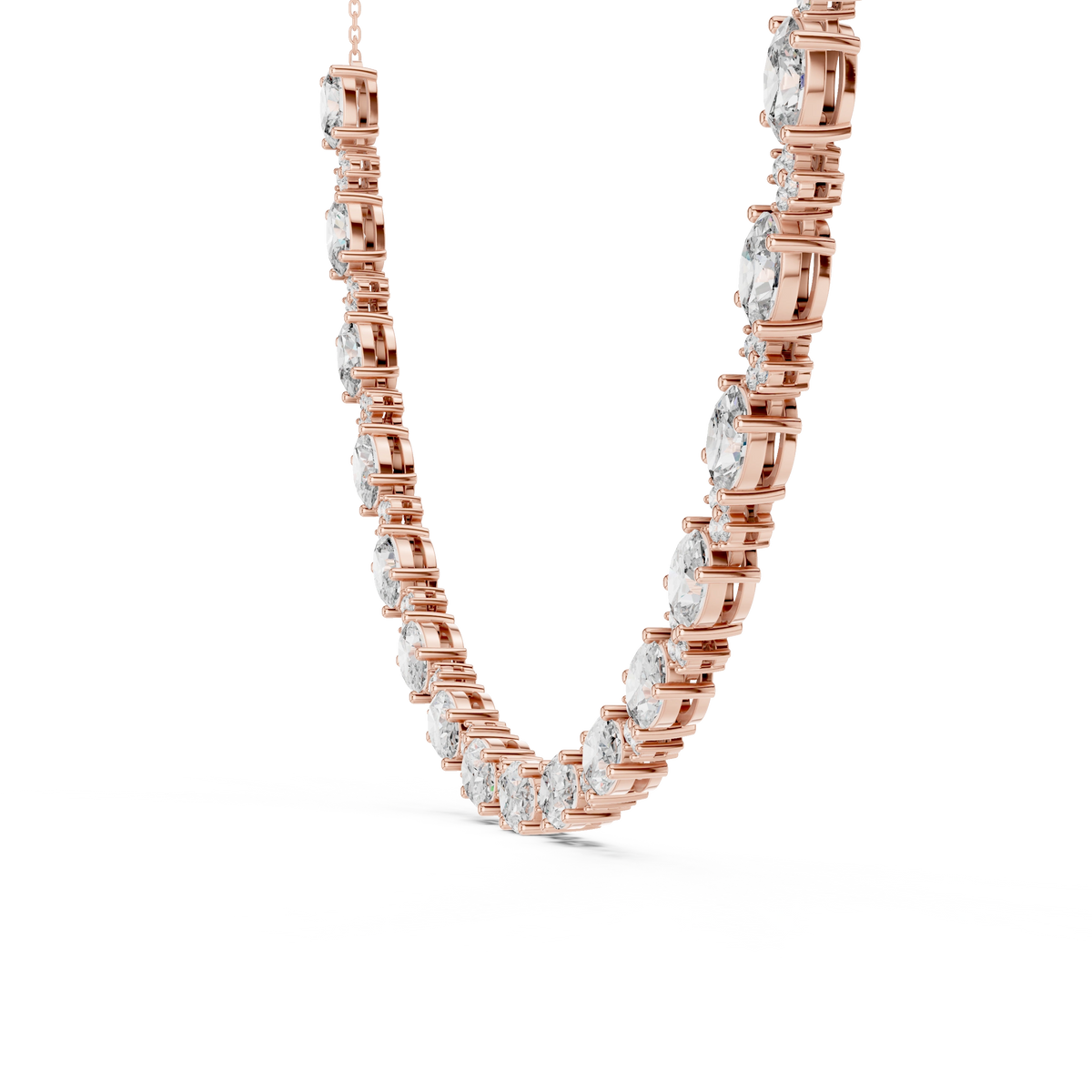 Gold Oval Round Lab Grown Diamond Celestia Necklace