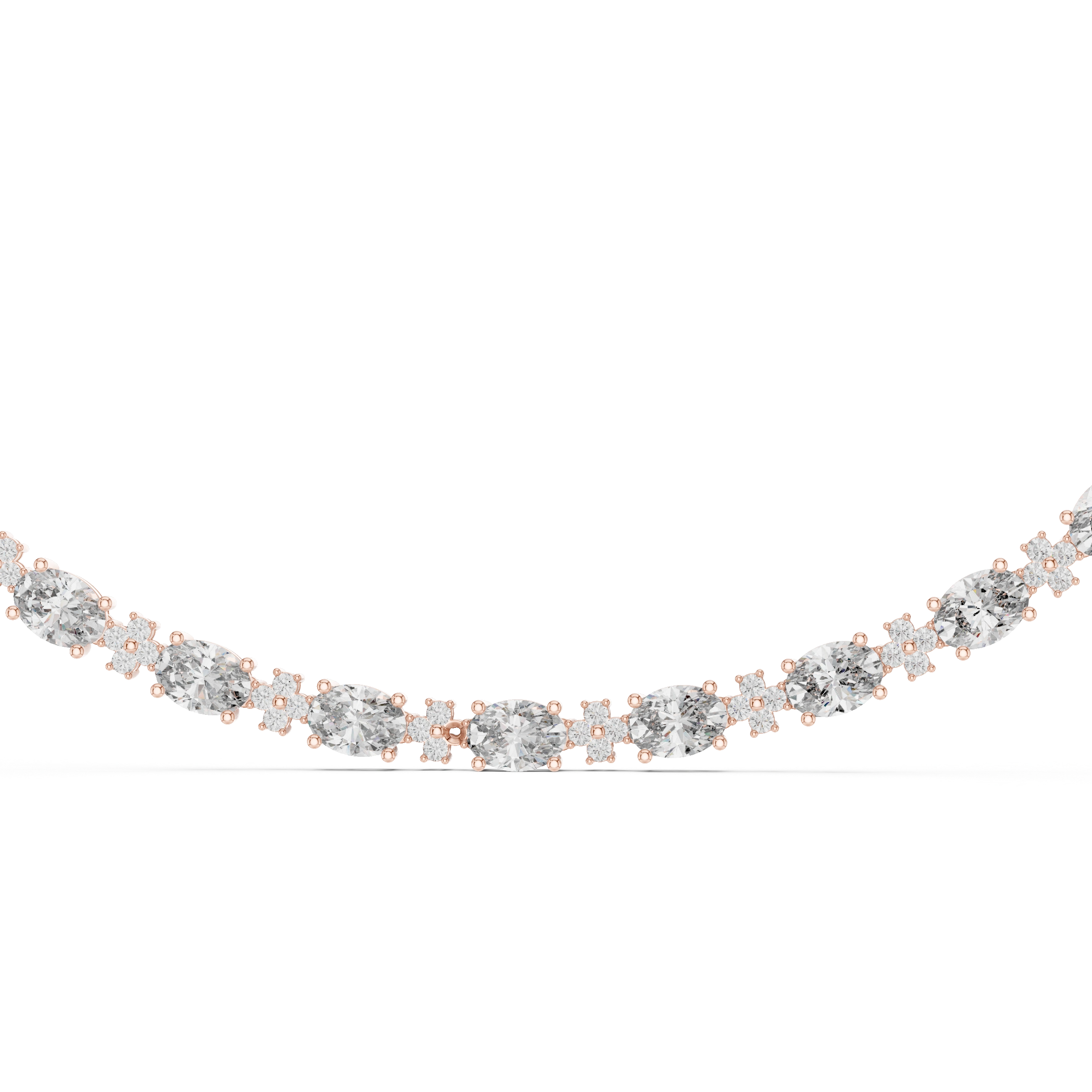 Gold Oval Round Lab Grown Diamond Celestia Necklace