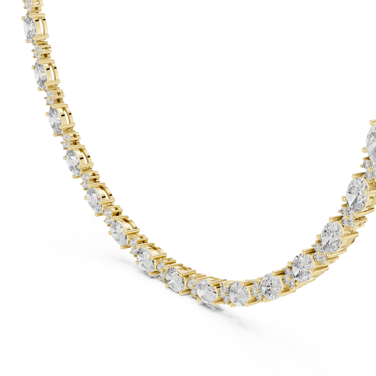 Gold Oval Round Lab Grown Diamond Celestia Necklace