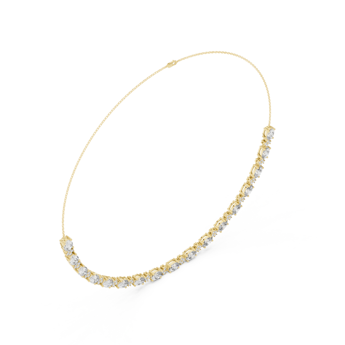 Gold Oval Round Lab Grown Diamond Celestia Necklace