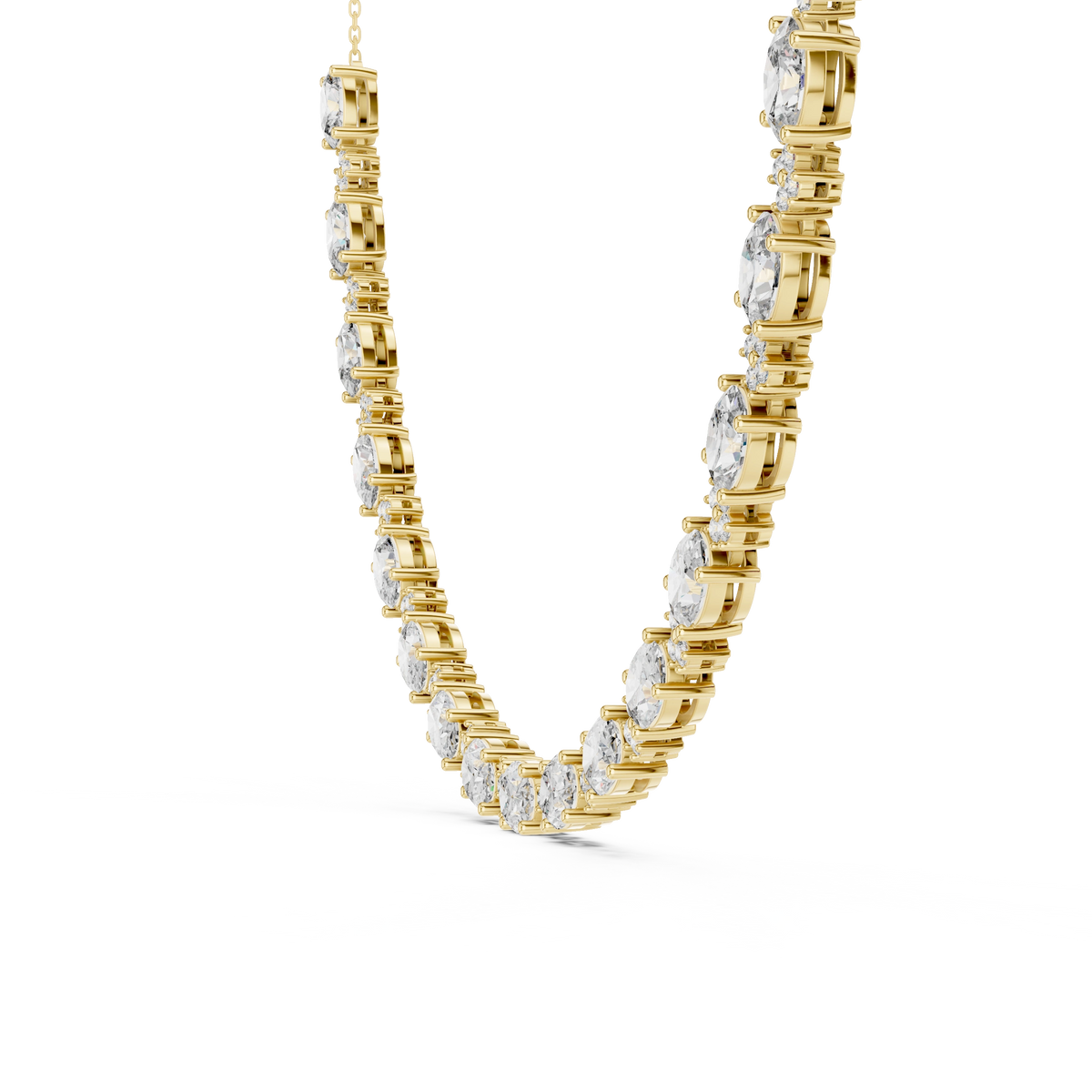 Gold Oval Round Lab Grown Diamond Celestia Necklace