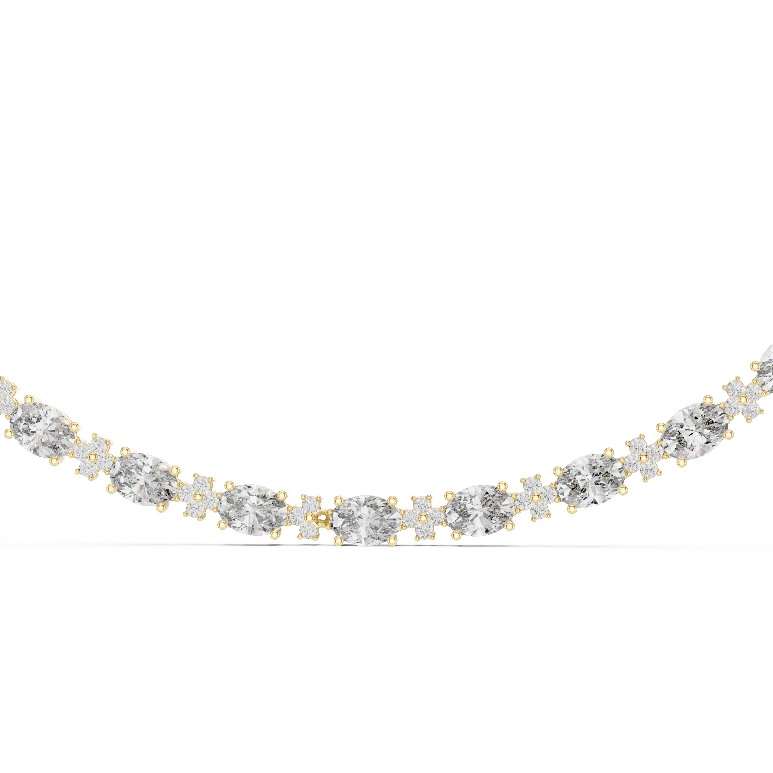 Gold Oval Round Lab Grown Diamond Celestia Necklace