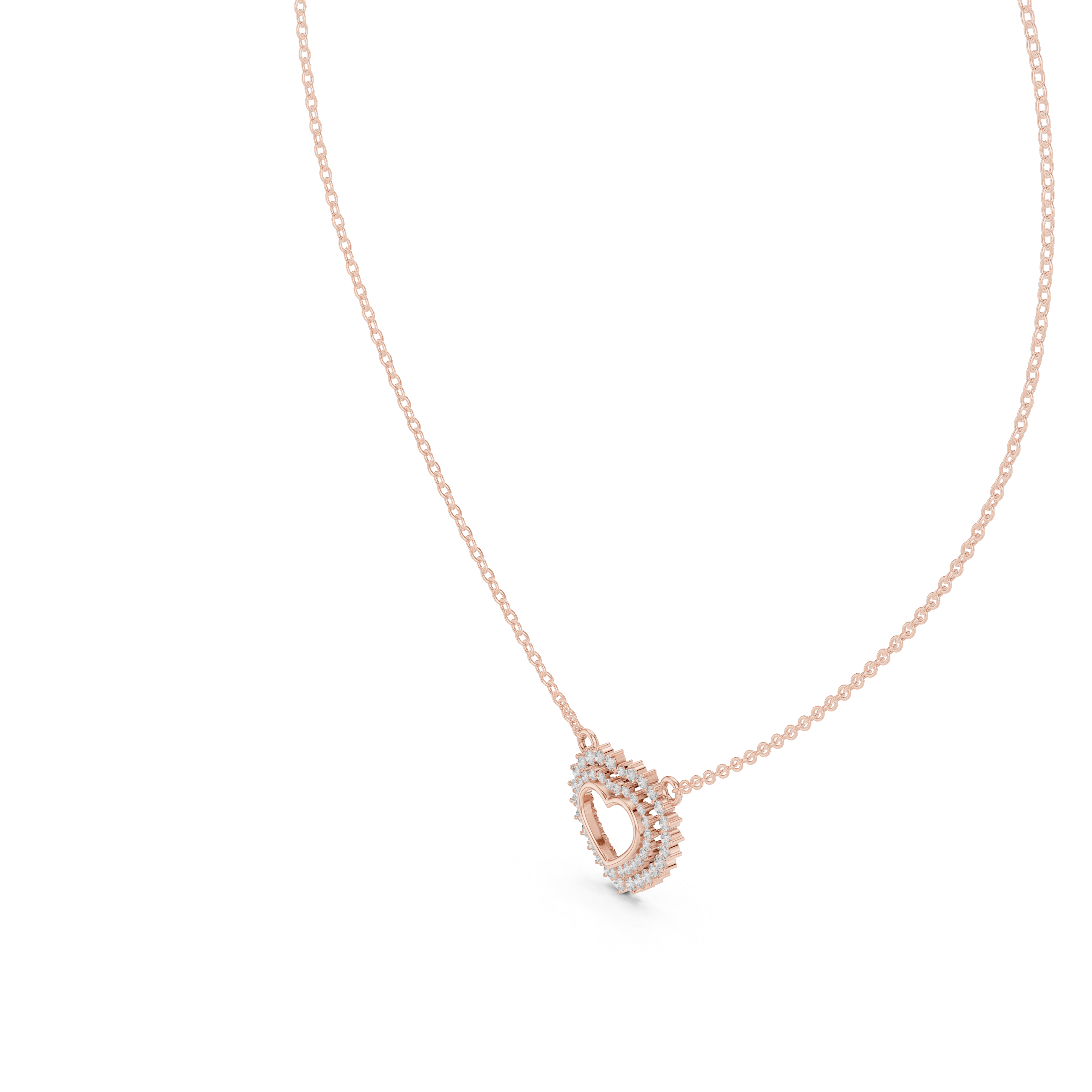 Gold Round Petal Heart Lab Grown Diamond Kaelis Pendant