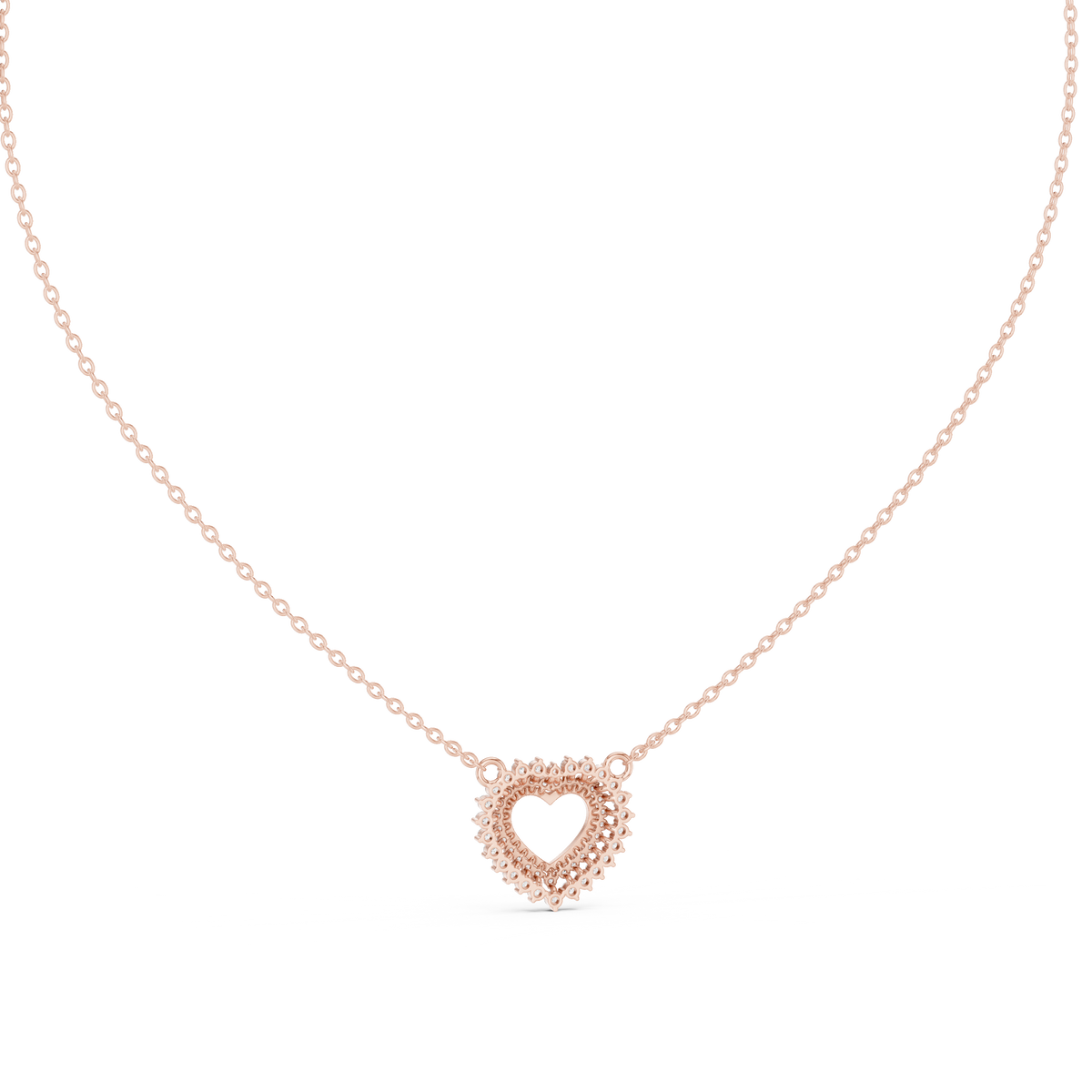Gold Round Petal Heart Lab Grown Diamond Kaelis Pendant
