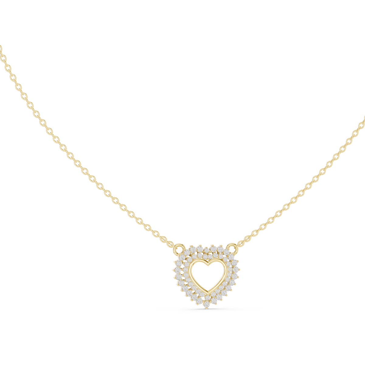 Gold Round Petal Heart Lab Grown Diamond Kaelis Pendant