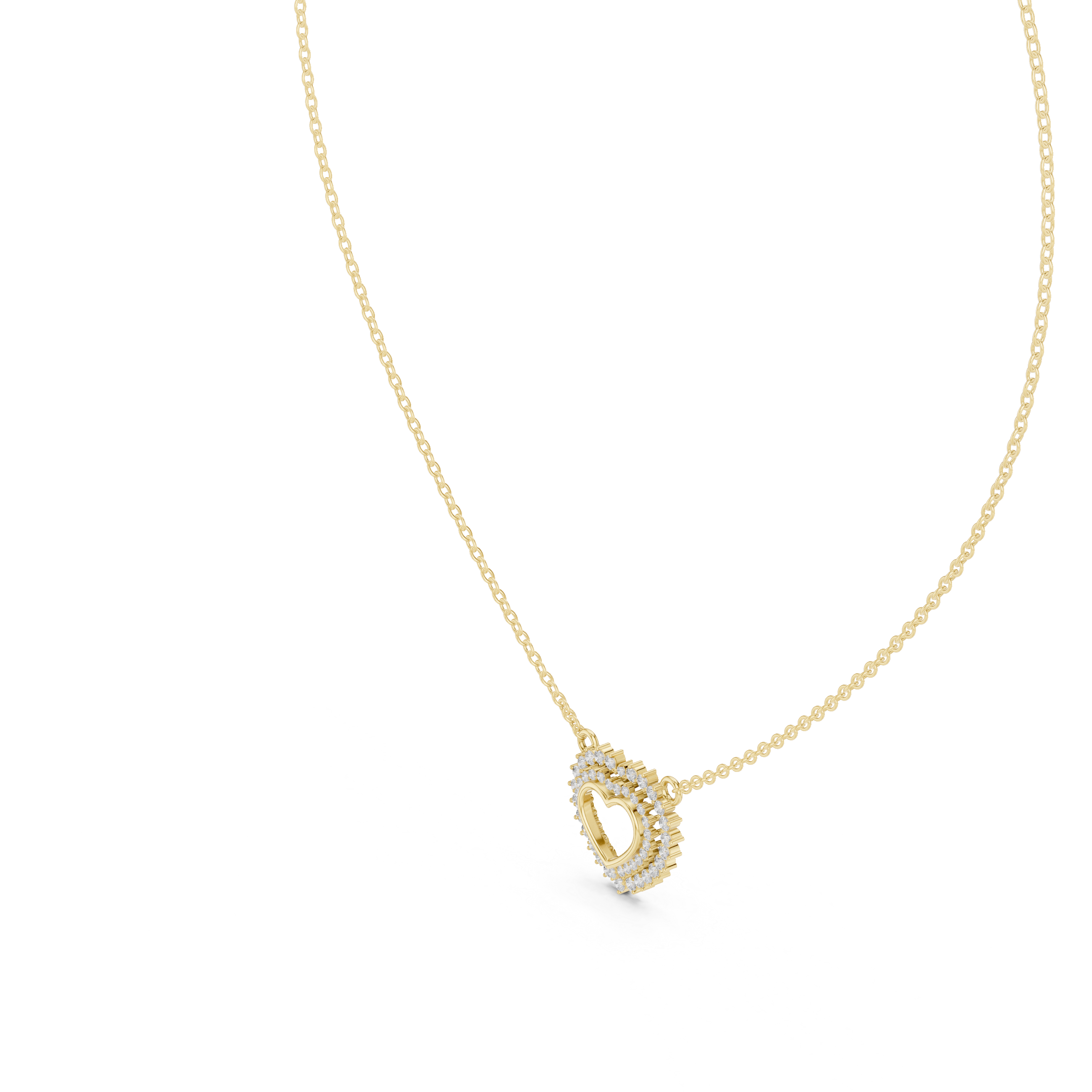 Gold Round Petal Heart Lab Grown Diamond Kaelis Pendant