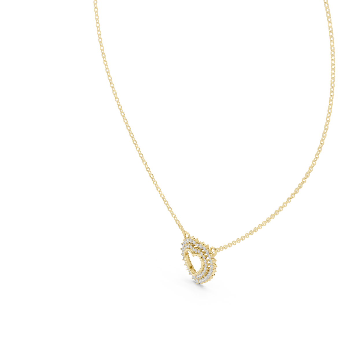 Gold Round Petal Heart Lab Grown Diamond Kaelis Pendant
