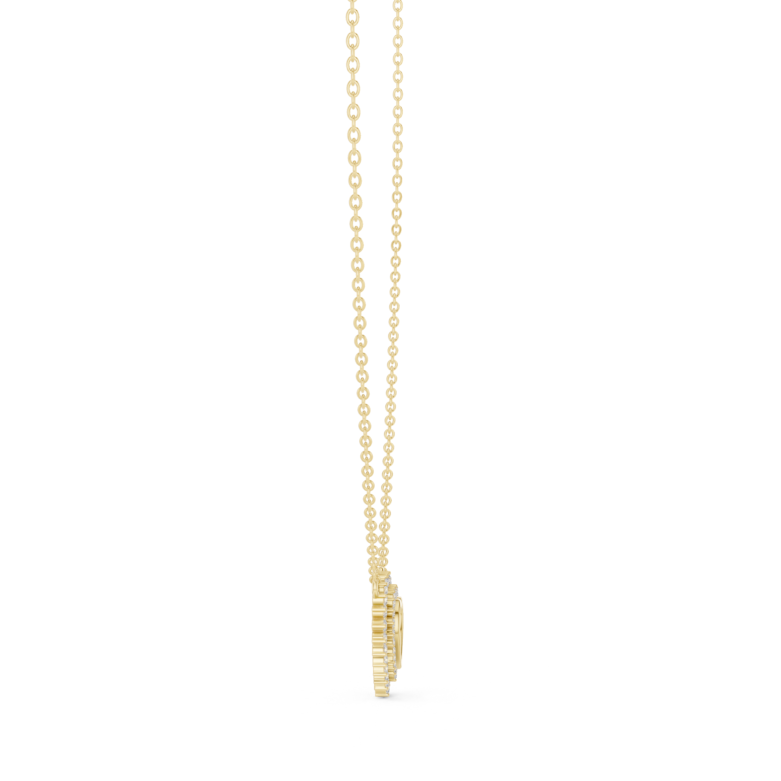 Gold Round Petal Heart Lab Grown Diamond Kaelis Pendant