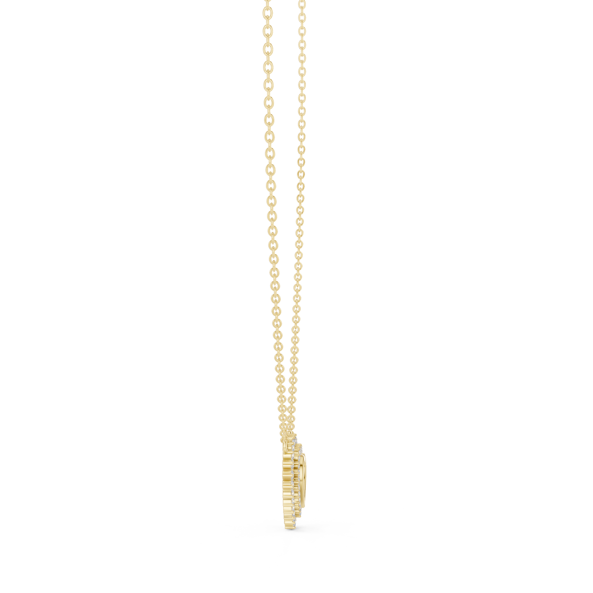 Gold Round Petal Heart Lab Grown Diamond Kaelis Pendant