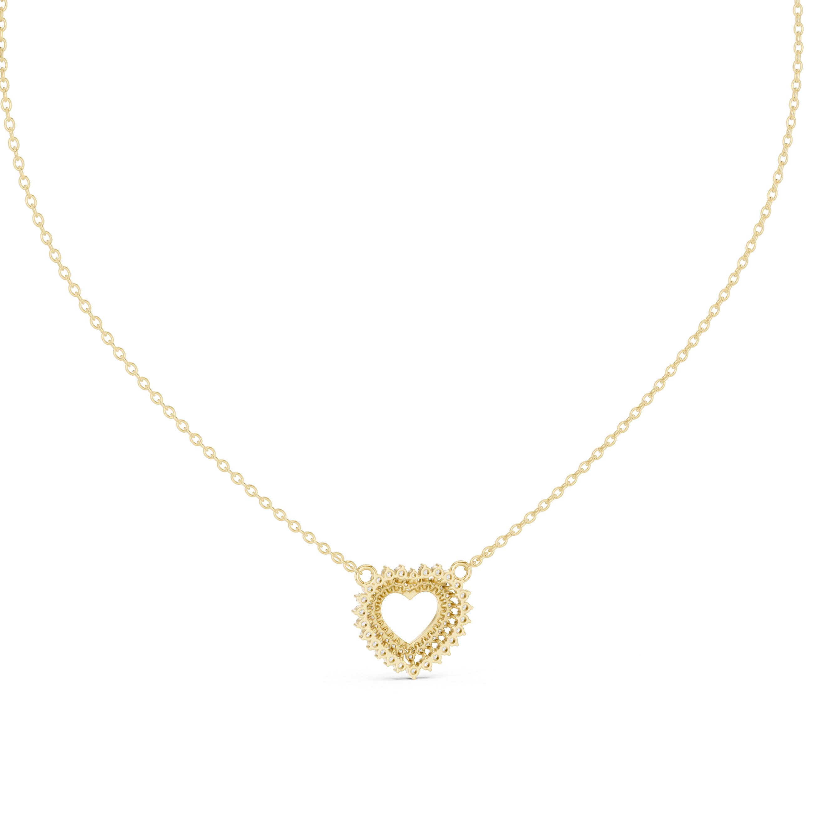 Gold Round Petal Heart Lab Grown Diamond Kaelis Pendant