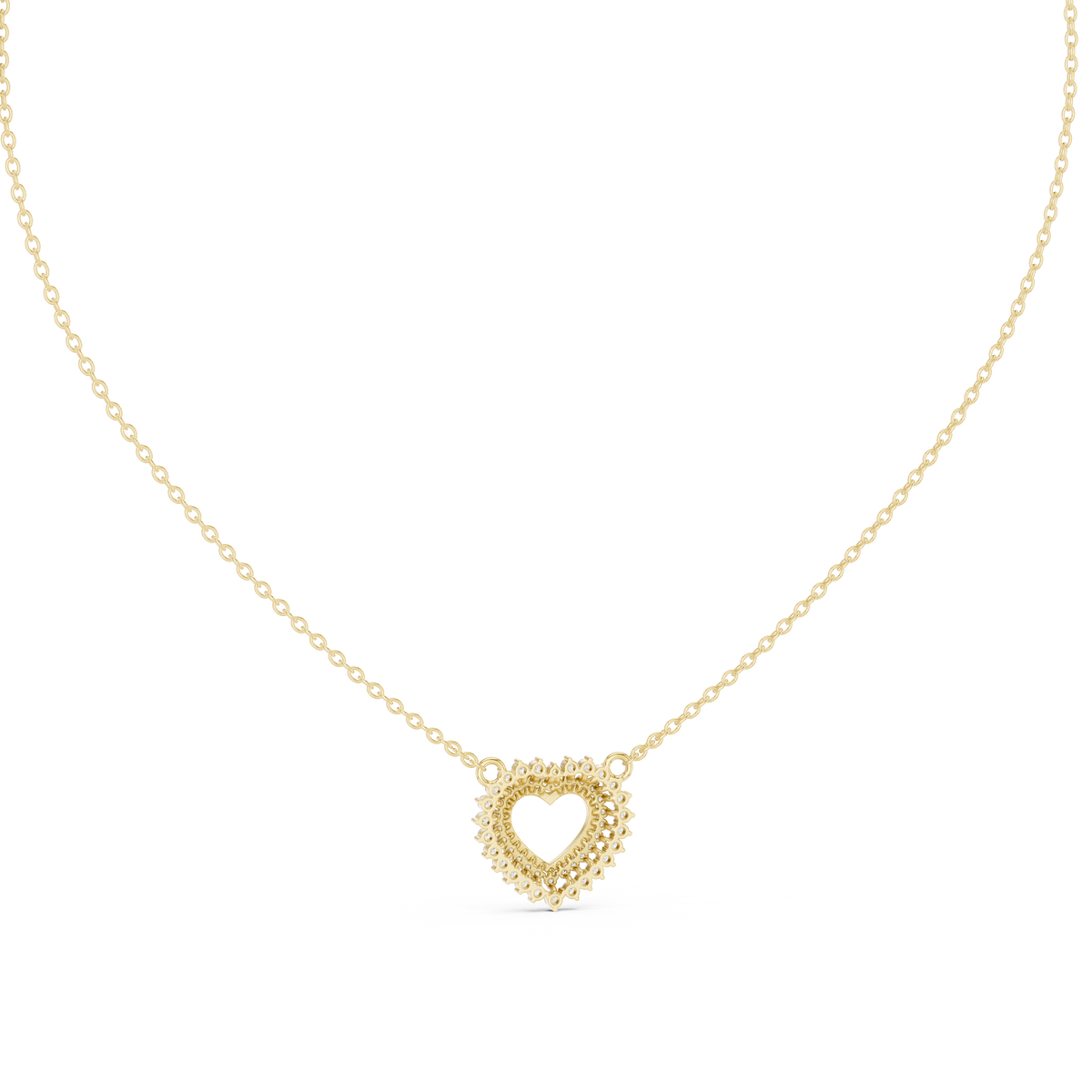 Gold Round Petal Heart Lab Grown Diamond Kaelis Pendant