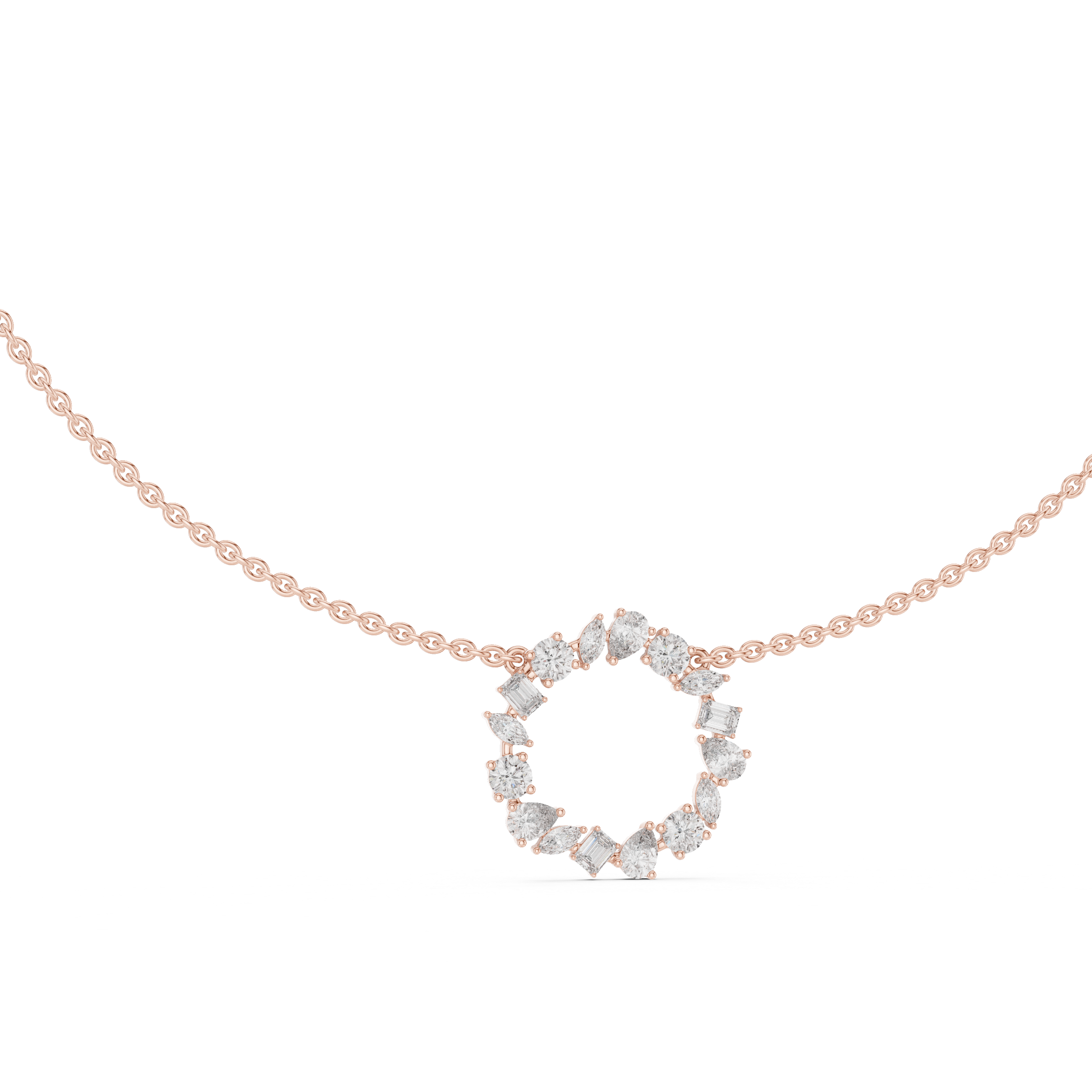 Gold 2Ct Marquise Baguette Lab Grown Diamond Circle Vaelis Pendant