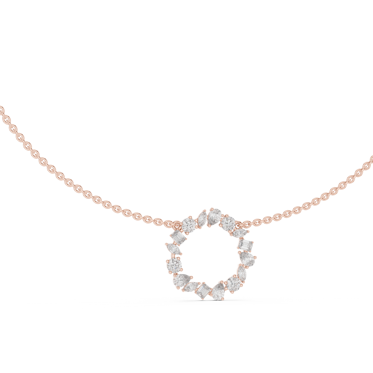 Gold 2Ct Marquise Baguette Lab Grown Diamond Circle Vaelis Pendant