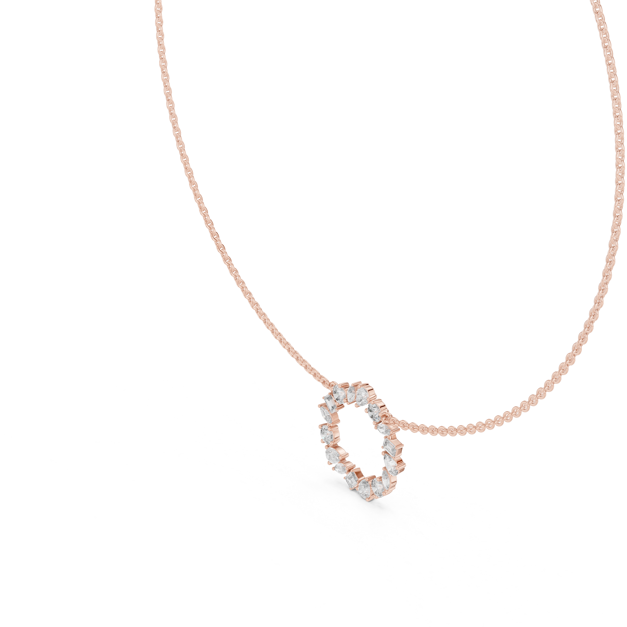 Gold 2Ct Marquise Baguette Lab Grown Diamond Circle Vaelis Pendant