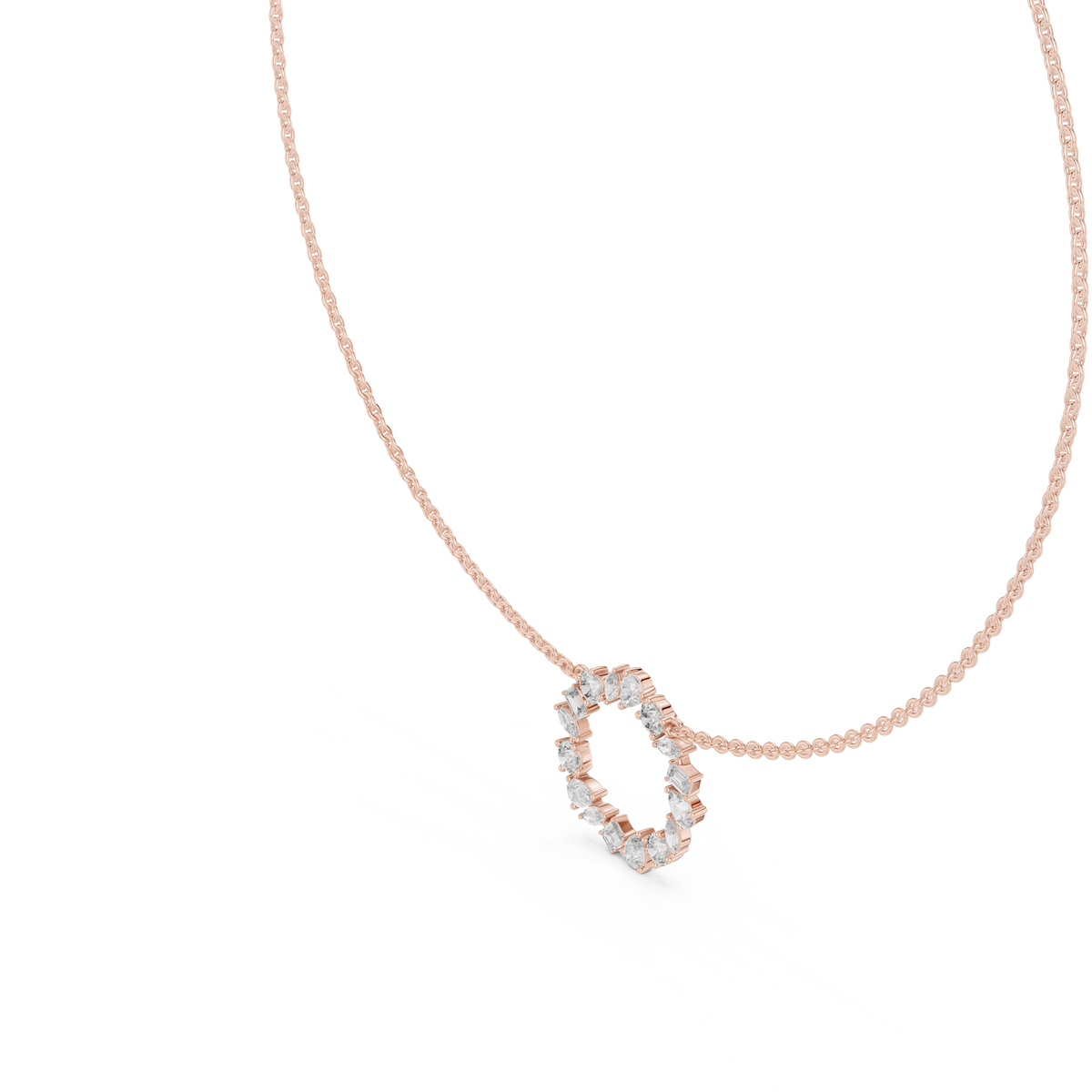 Gold 2Ct Marquise Baguette Lab Grown Diamond Circle Vaelis Pendant