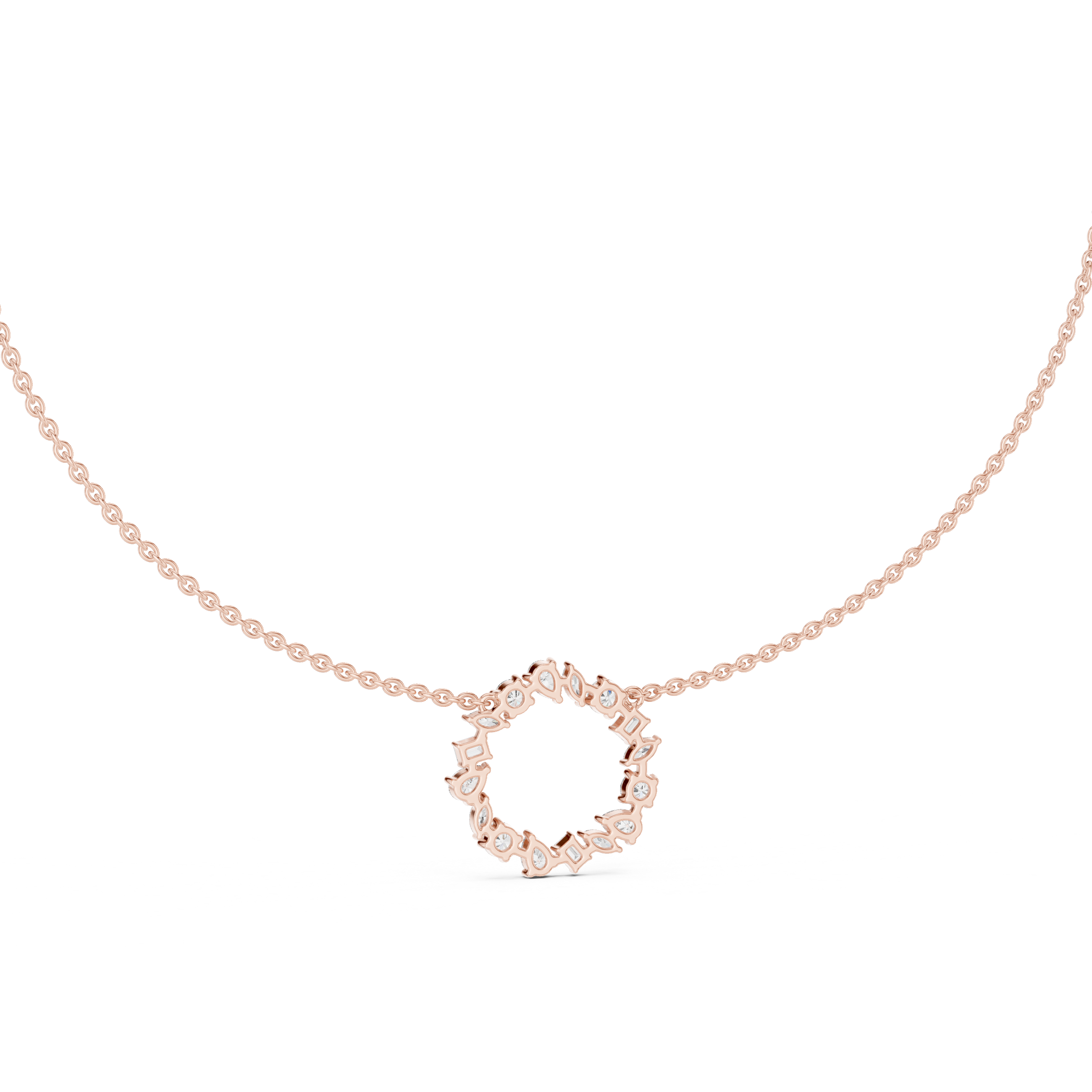 Gold 2Ct Marquise Baguette Lab Grown Diamond Circle Vaelis Pendant