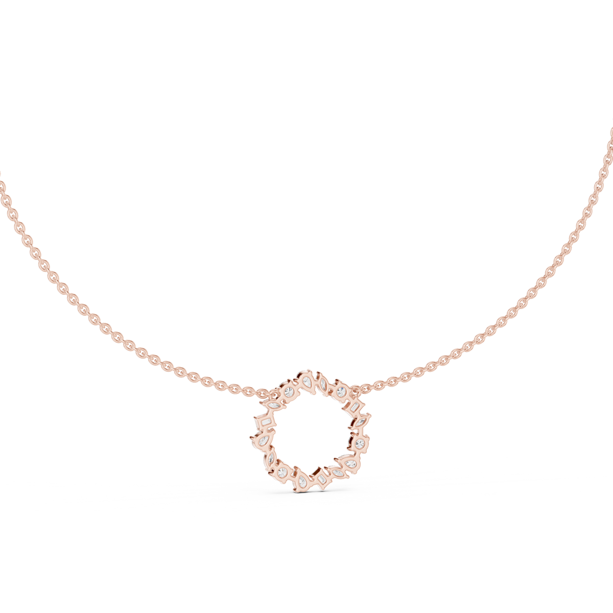 Gold 2Ct Marquise Baguette Lab Grown Diamond Circle Vaelis Pendant