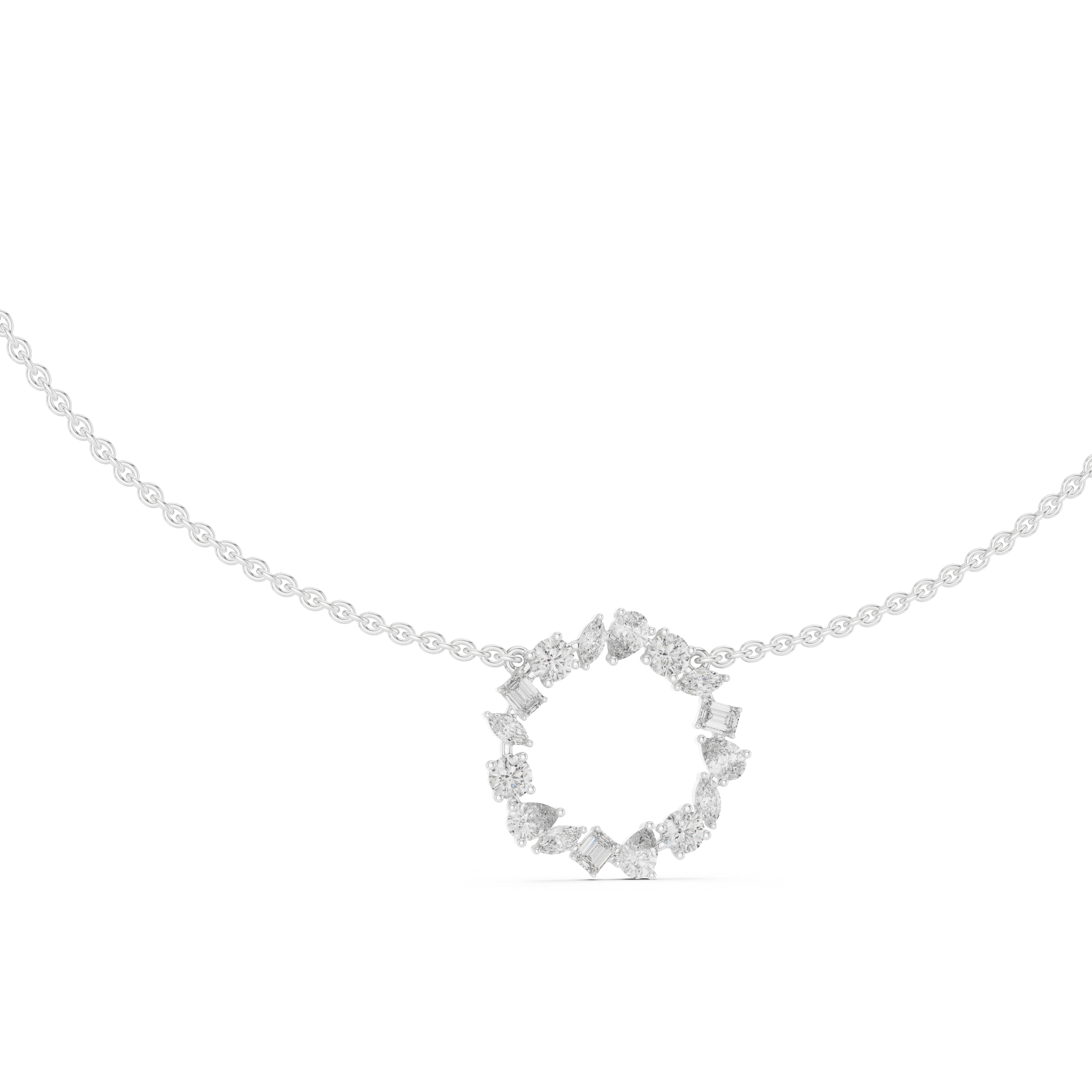Gold 2Ct Marquise Baguette Lab Grown Diamond Circle Vaelis Pendant