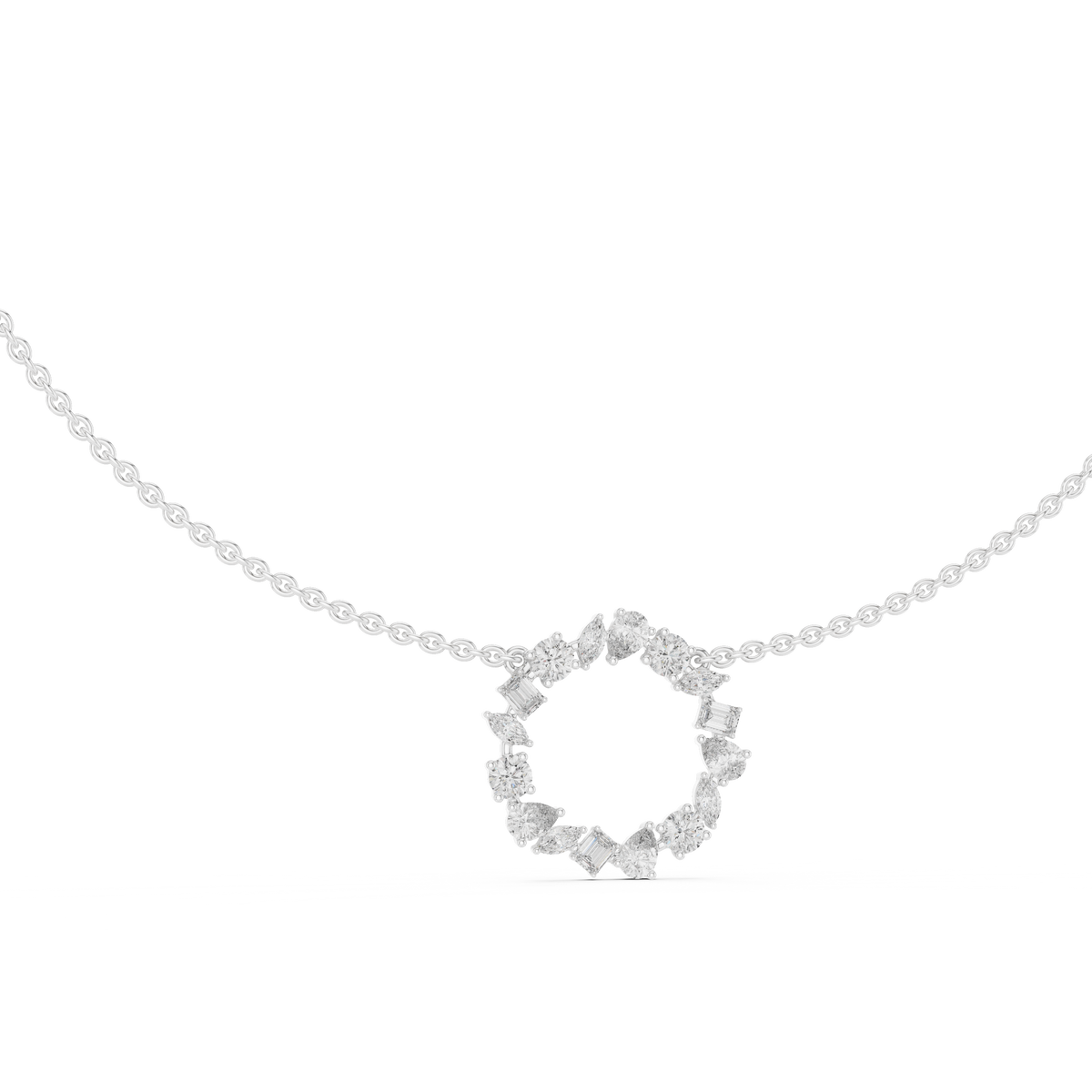 Gold 2Ct Marquise Baguette Lab Grown Diamond Circle Vaelis Pendant