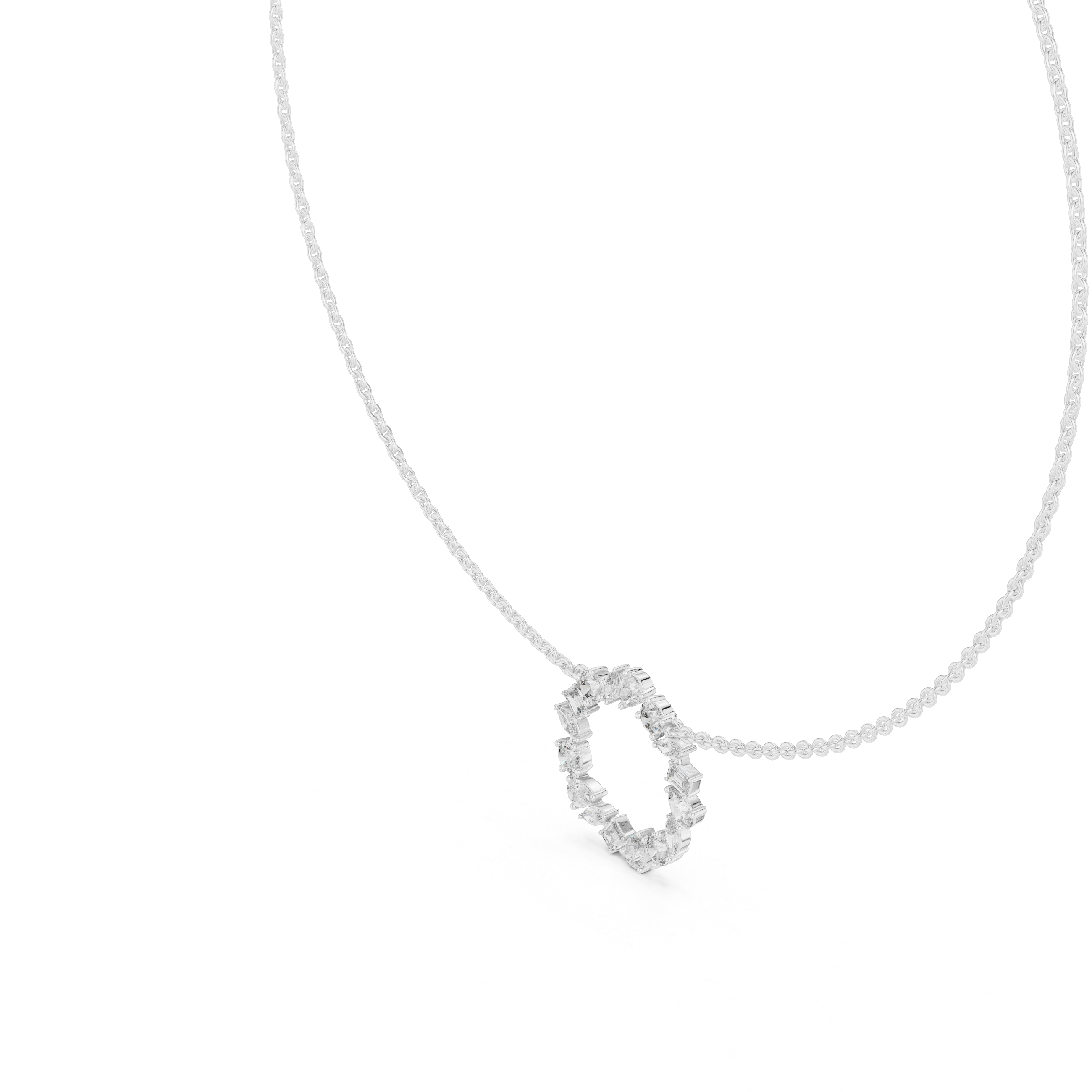 Gold 2Ct Marquise Baguette Lab Grown Diamond Circle Vaelis Pendant