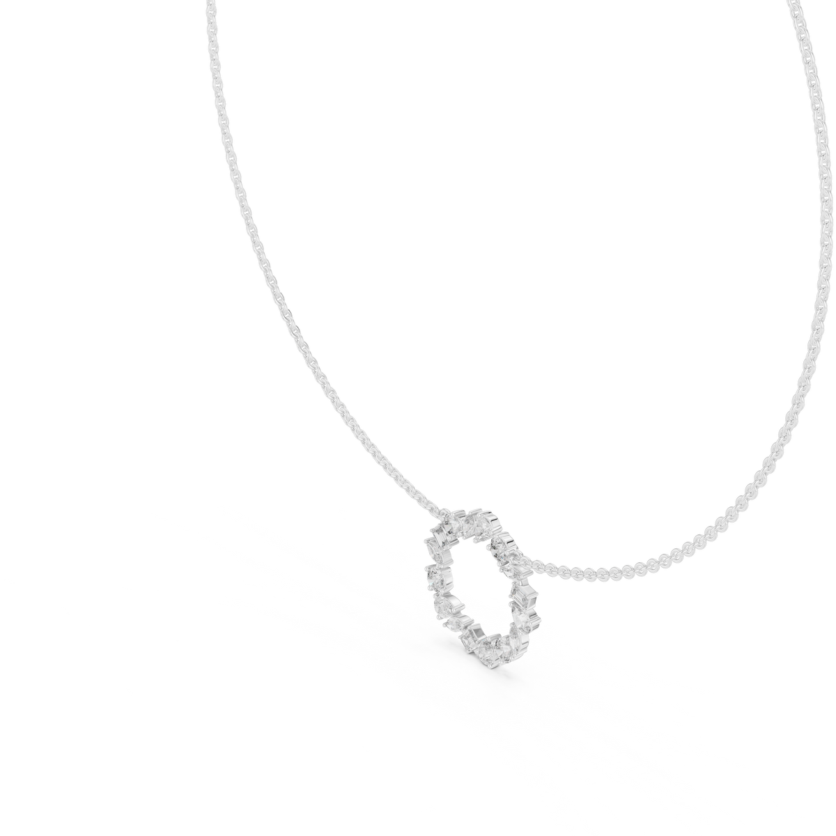 Gold 2Ct Marquise Baguette Lab Grown Diamond Circle Vaelis Pendant