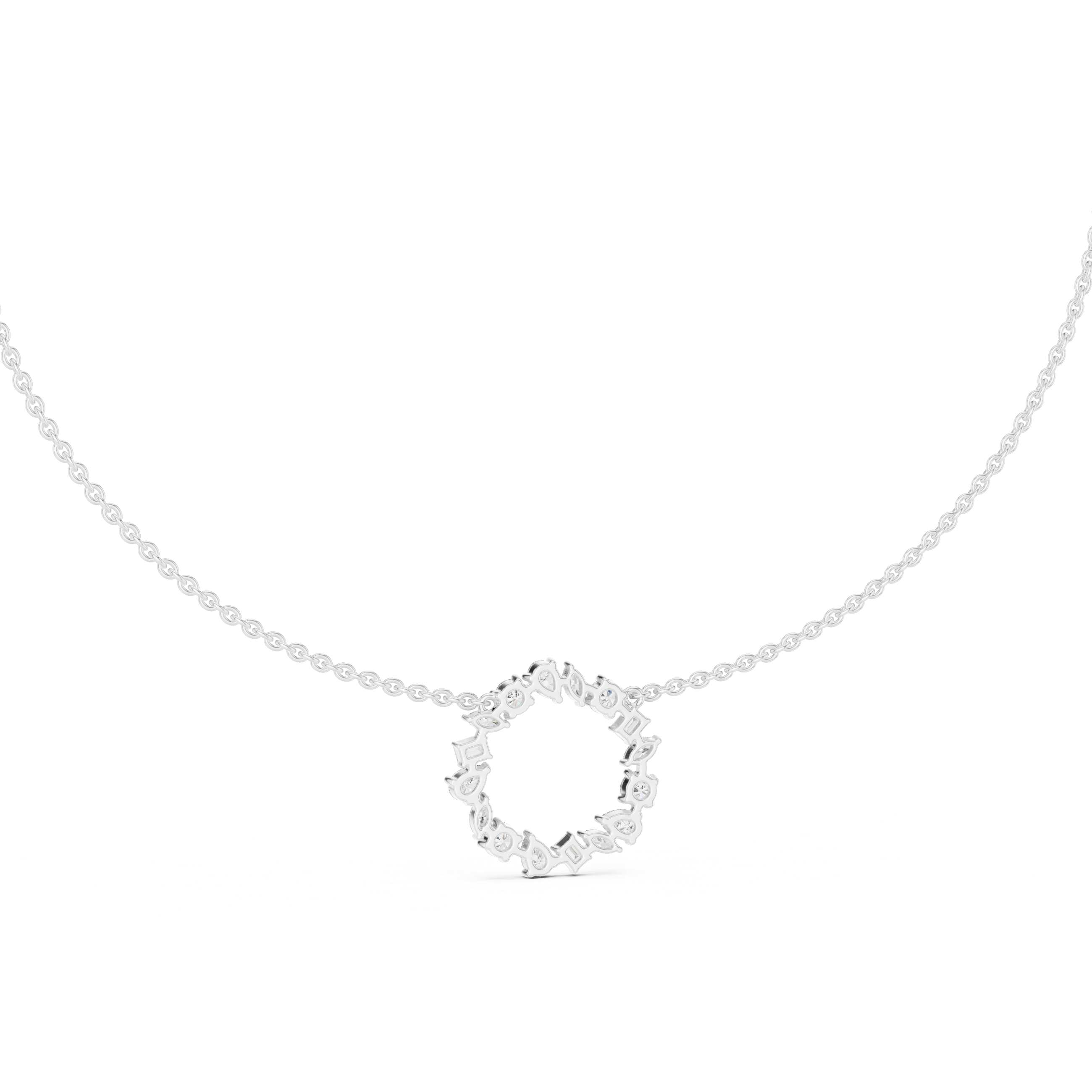 Gold 2Ct Marquise Baguette Lab Grown Diamond Circle Vaelis Pendant