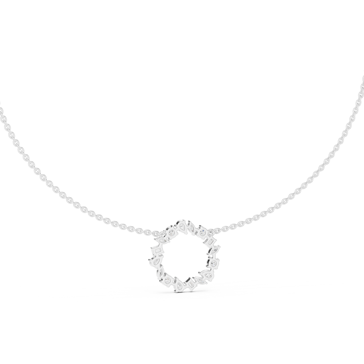 Gold 2Ct Marquise Baguette Lab Grown Diamond Circle Vaelis Pendant