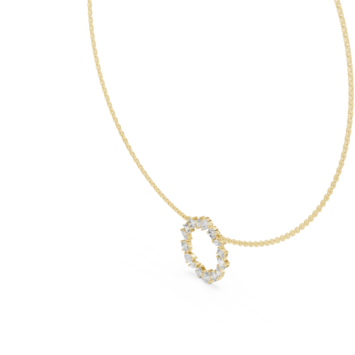 Gold 2Ct Marquise Baguette Lab Grown Diamond Circle Vaelis Pendant