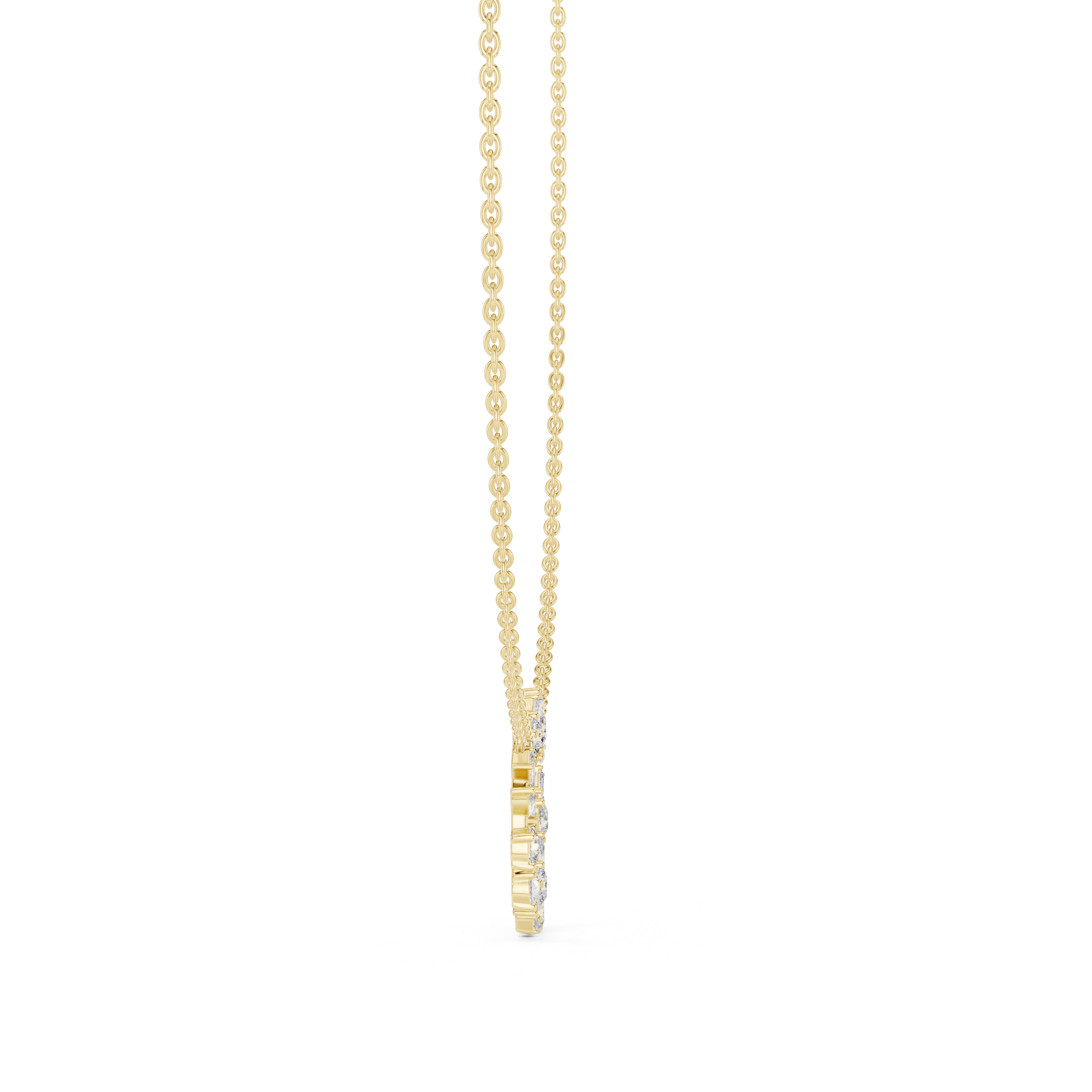 Gold 2Ct Marquise Baguette Lab Grown Diamond Circle Vaelis Pendant