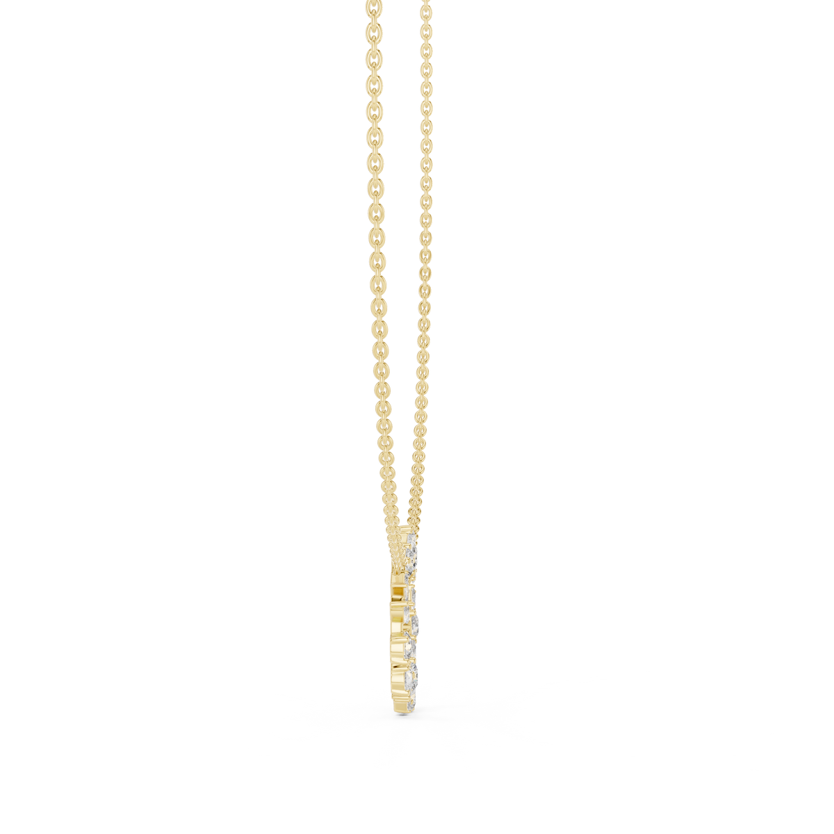 Gold 2Ct Marquise Baguette Lab Grown Diamond Circle Vaelis Pendant