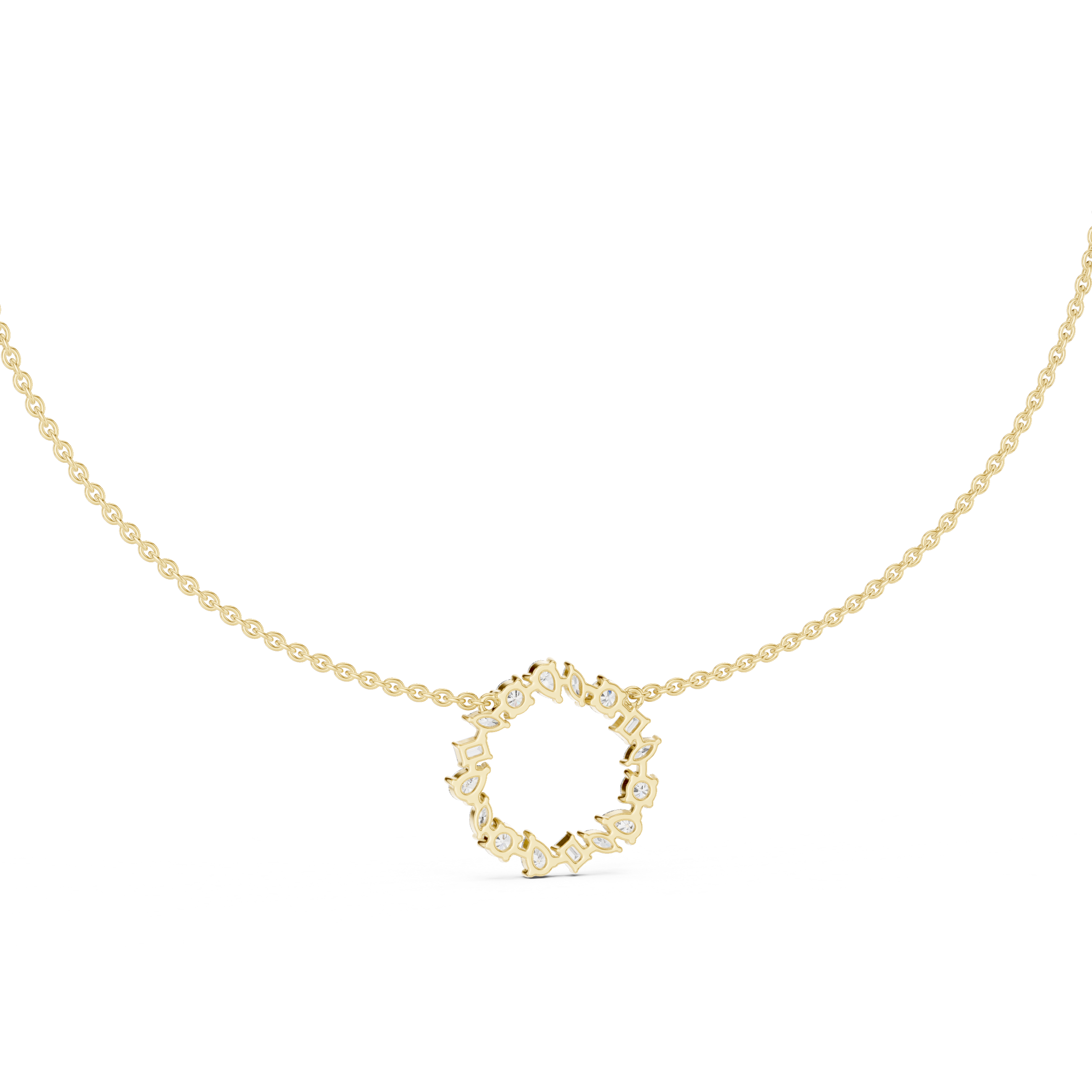 Gold 2Ct Marquise Baguette Lab Grown Diamond Circle Vaelis Pendant