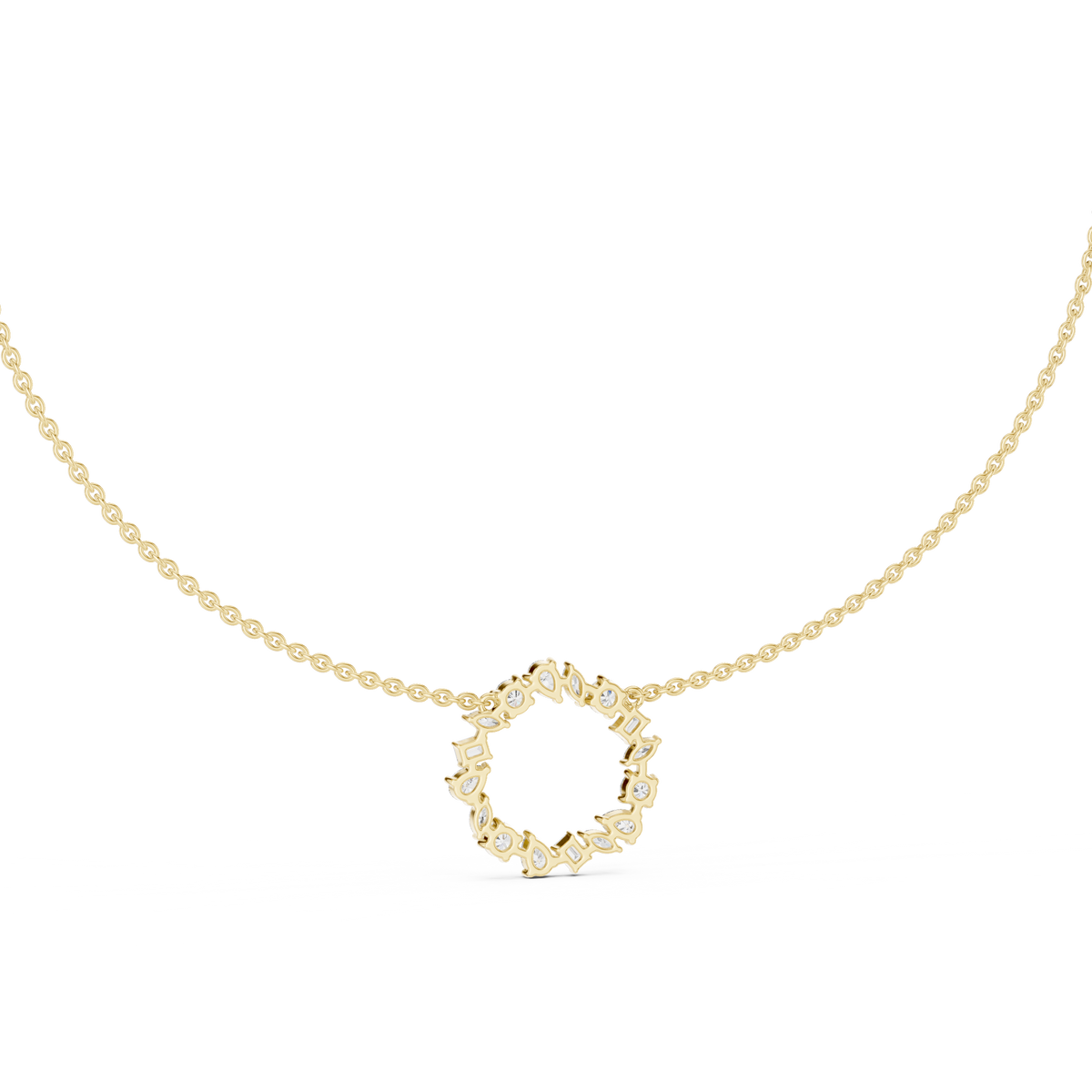 Gold 2Ct Marquise Baguette Lab Grown Diamond Circle Vaelis Pendant