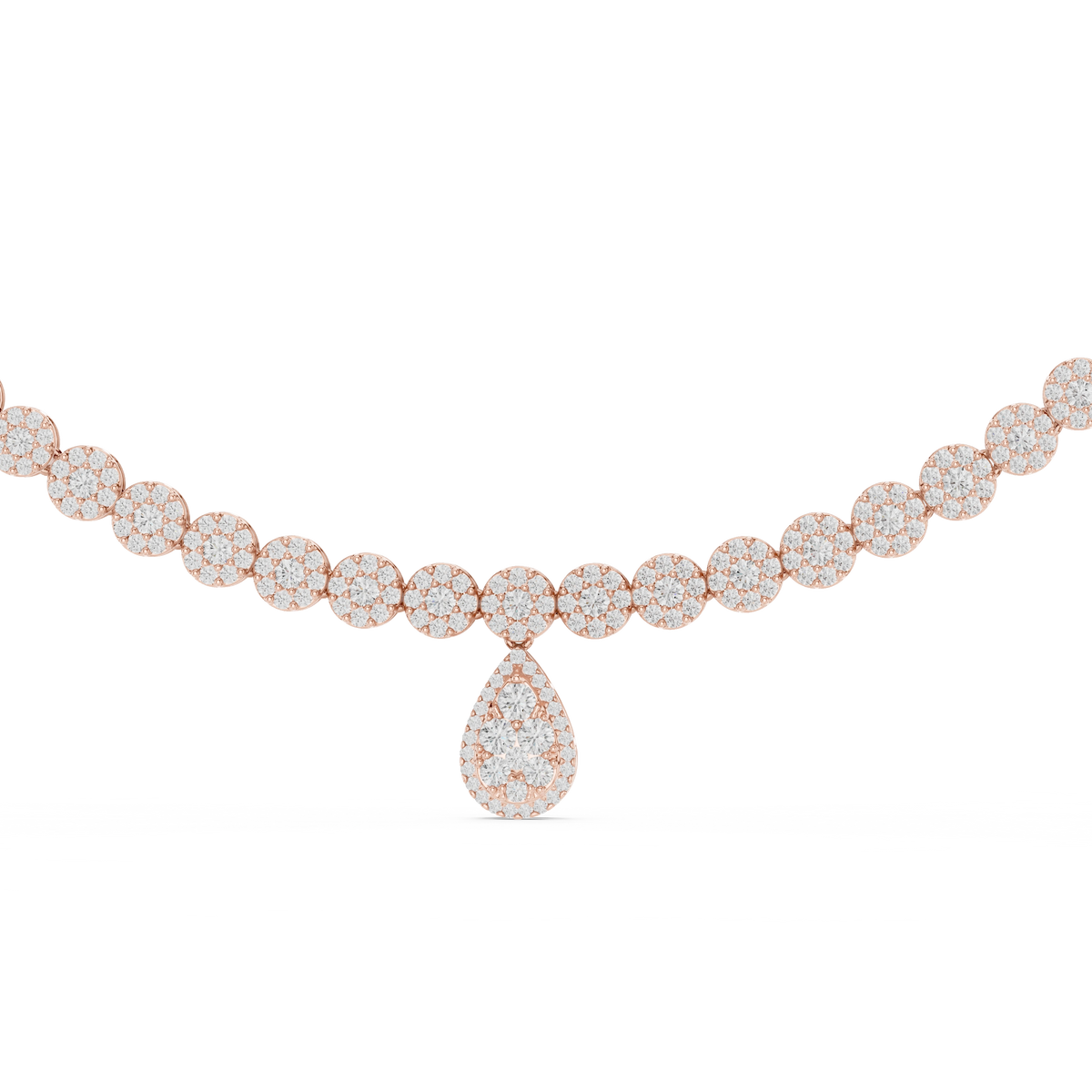 Gold 8Ct Cluster Round Pear Lab Grown Diamond Blake Necklace