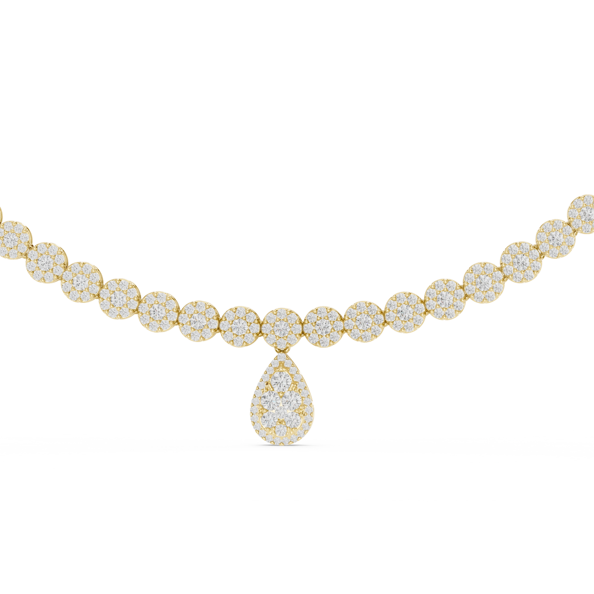 Gold 8Ct Cluster Round Pear Lab Grown Diamond Blake Necklace