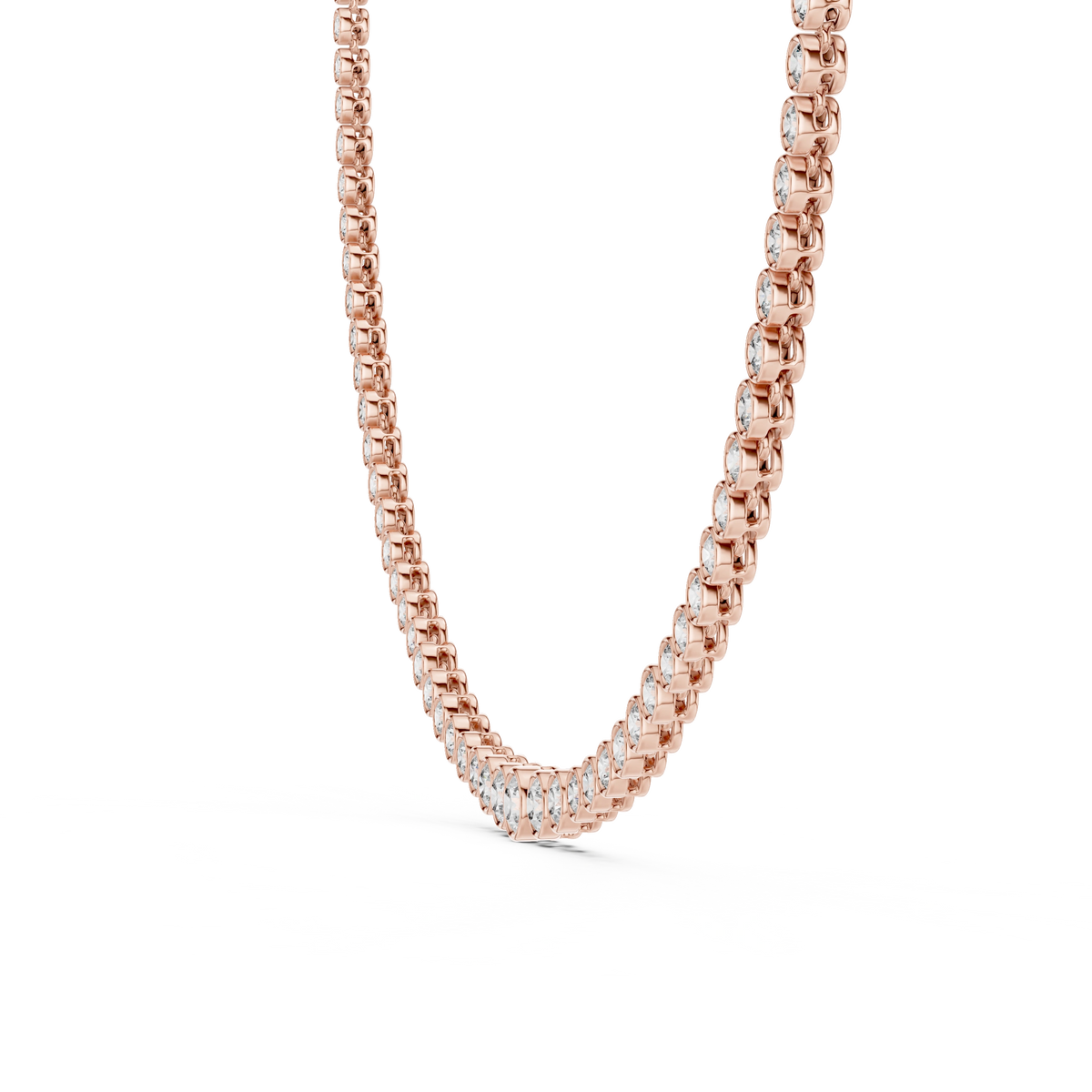 Gold 11Ct Bezel Round Lab Grown Diamond Chimere Necklace