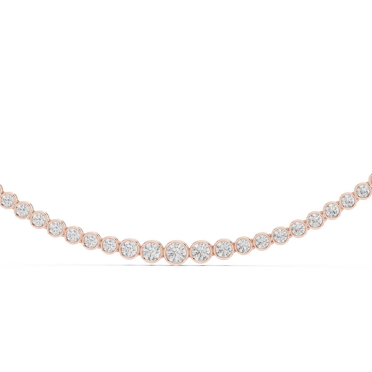Gold 11Ct Bezel Round Lab Grown Diamond Chimere Necklace