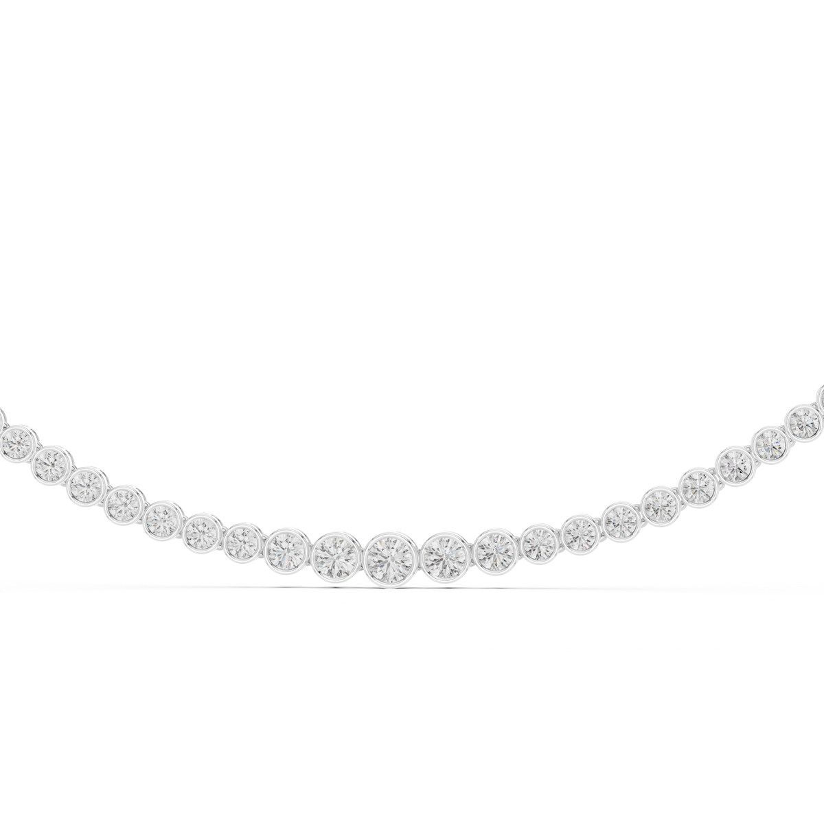 Gold 11Ct Bezel Round Lab Grown Diamond Chimere Necklace