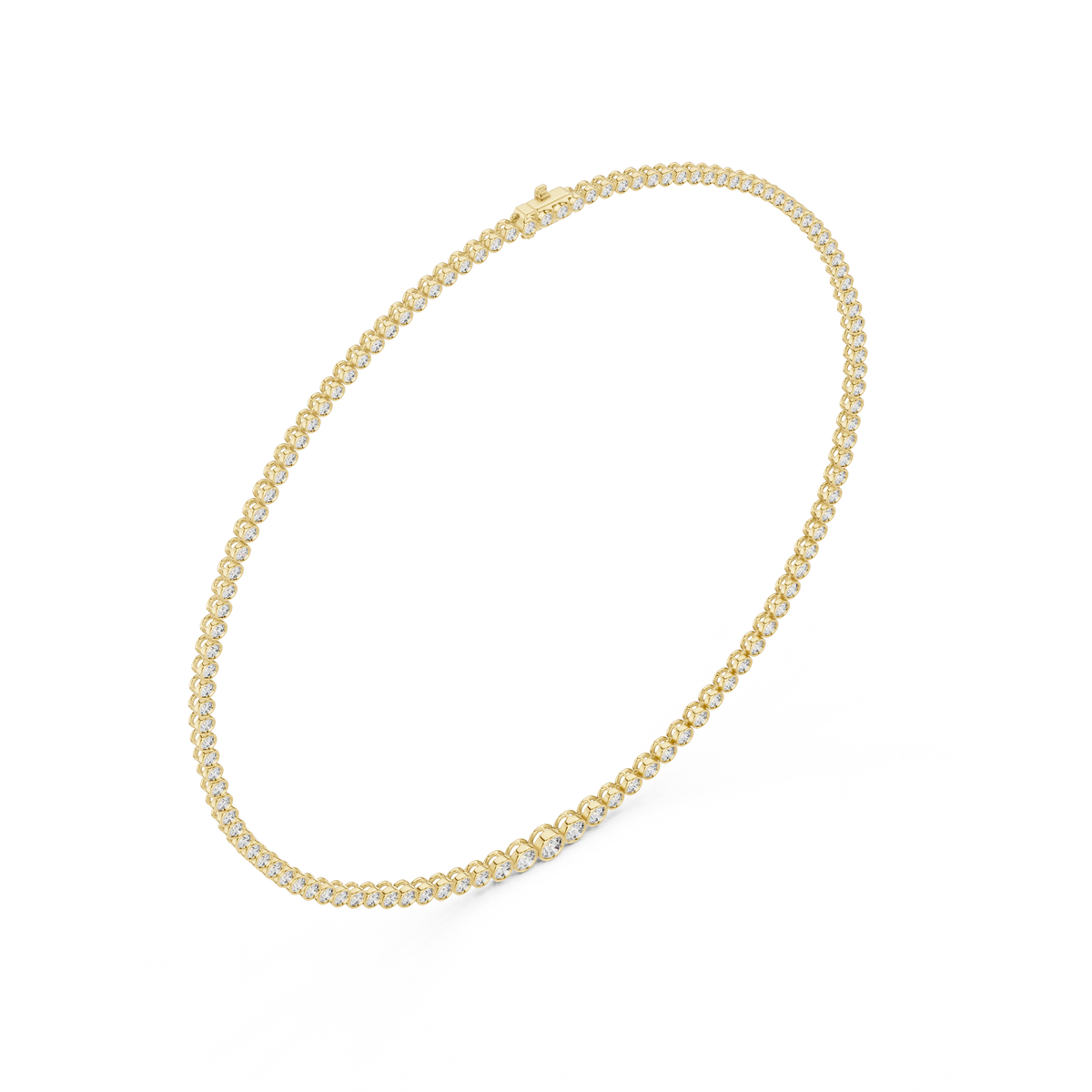 Gold 11Ct Bezel Round Lab Grown Diamond Chimere Necklace