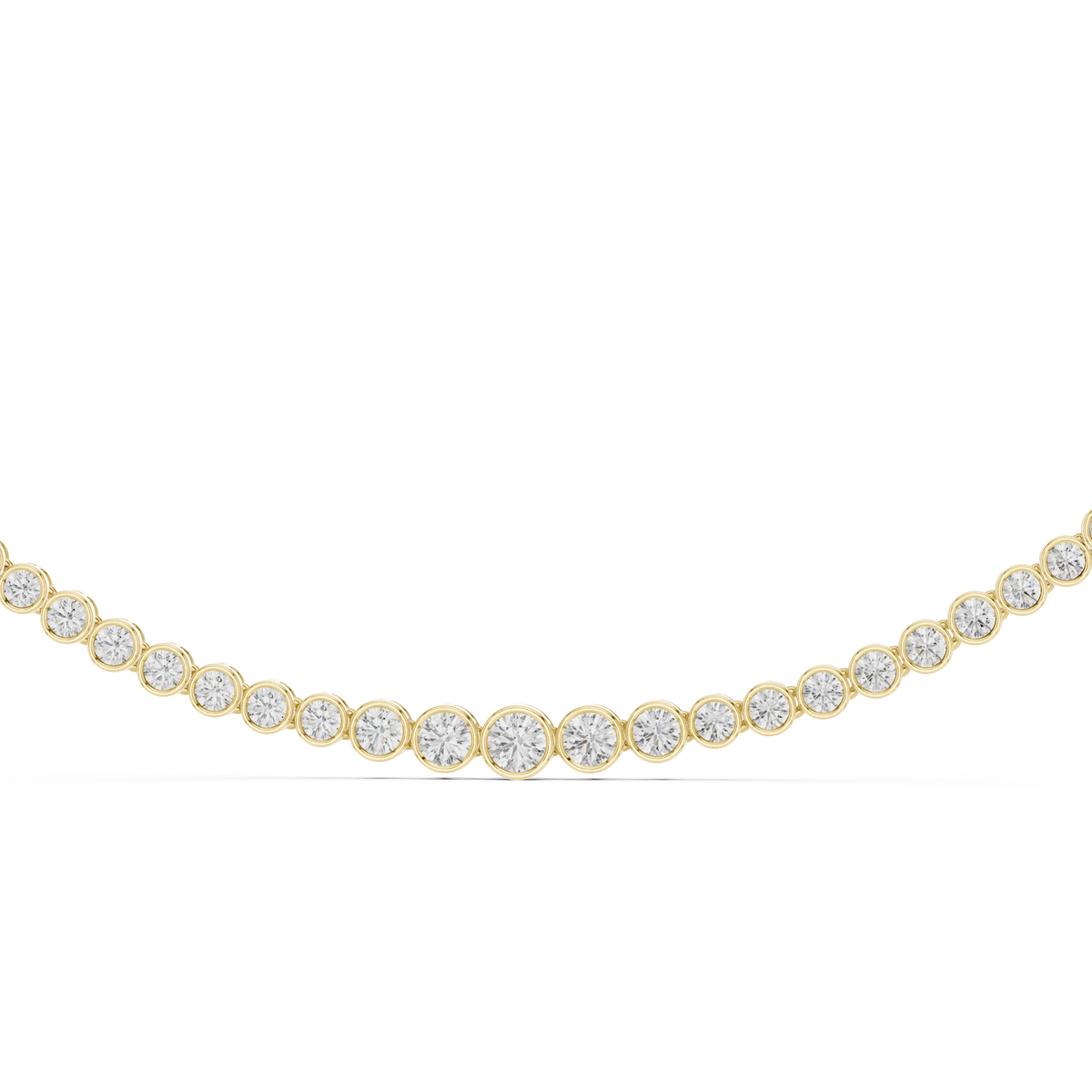 Gold 11Ct Bezel Round Lab Grown Diamond Chimere Necklace