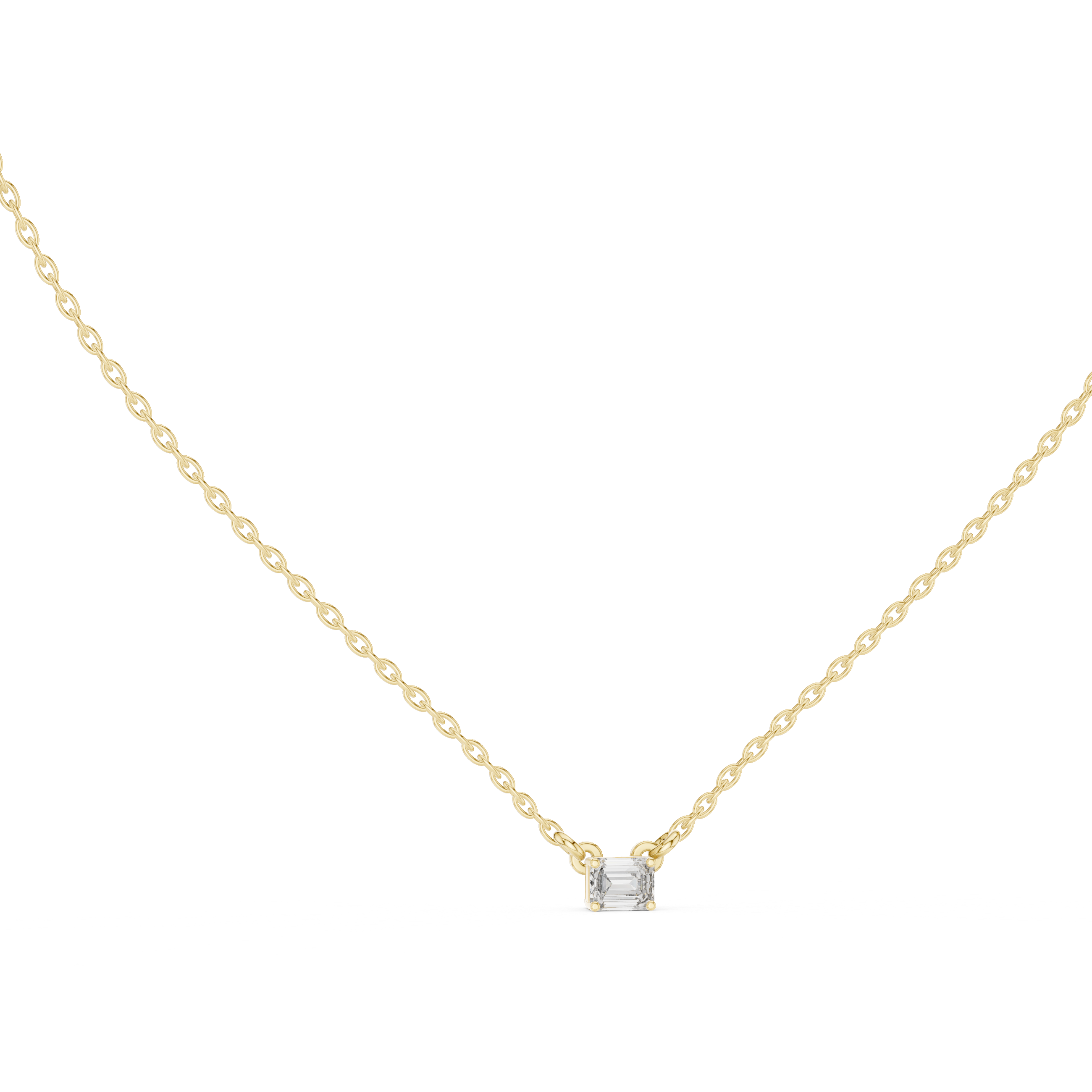 Gold Solitaire Emerald Lab Grown Diamond Traver Pendant