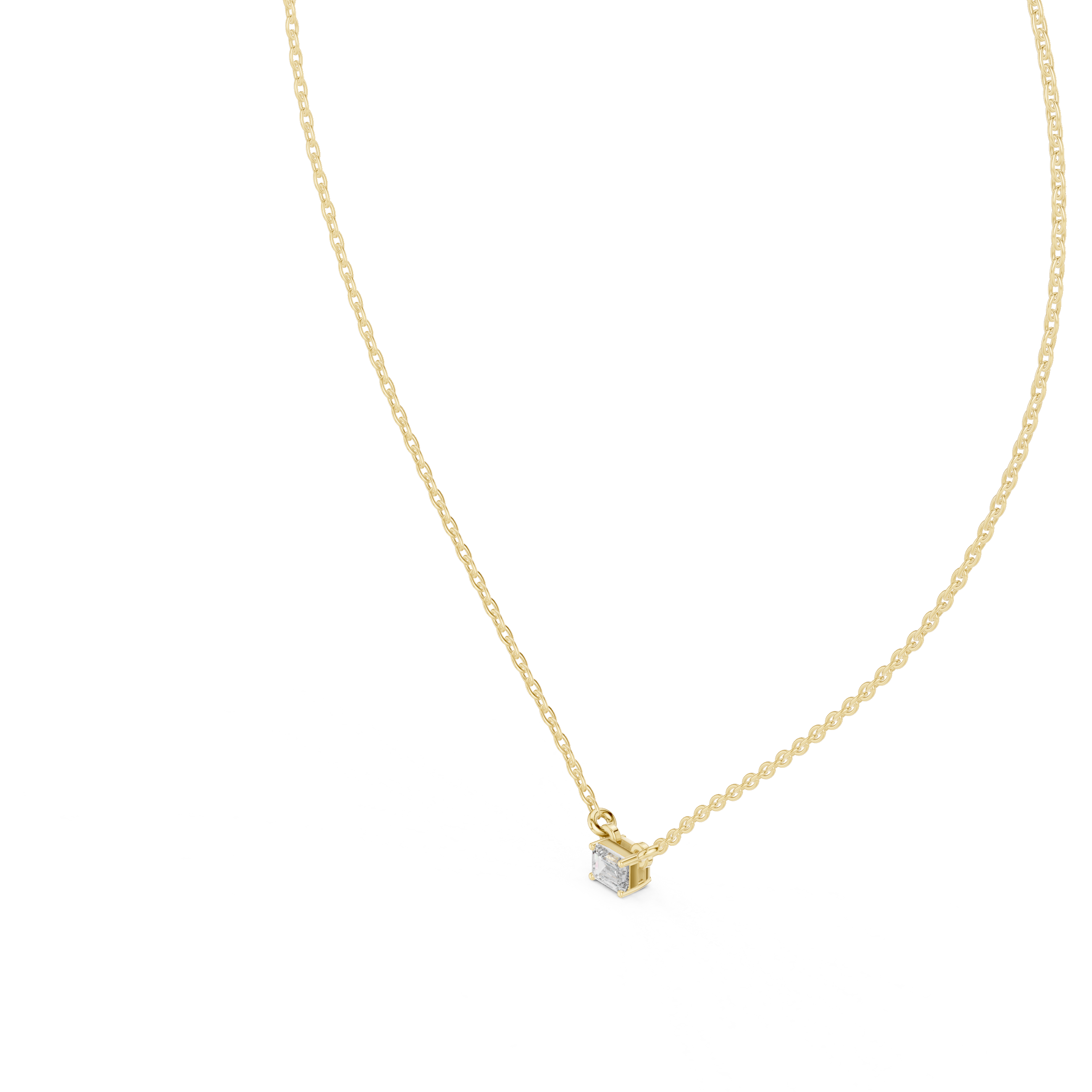 Gold Solitaire Emerald Lab Grown Diamond Traver Pendant