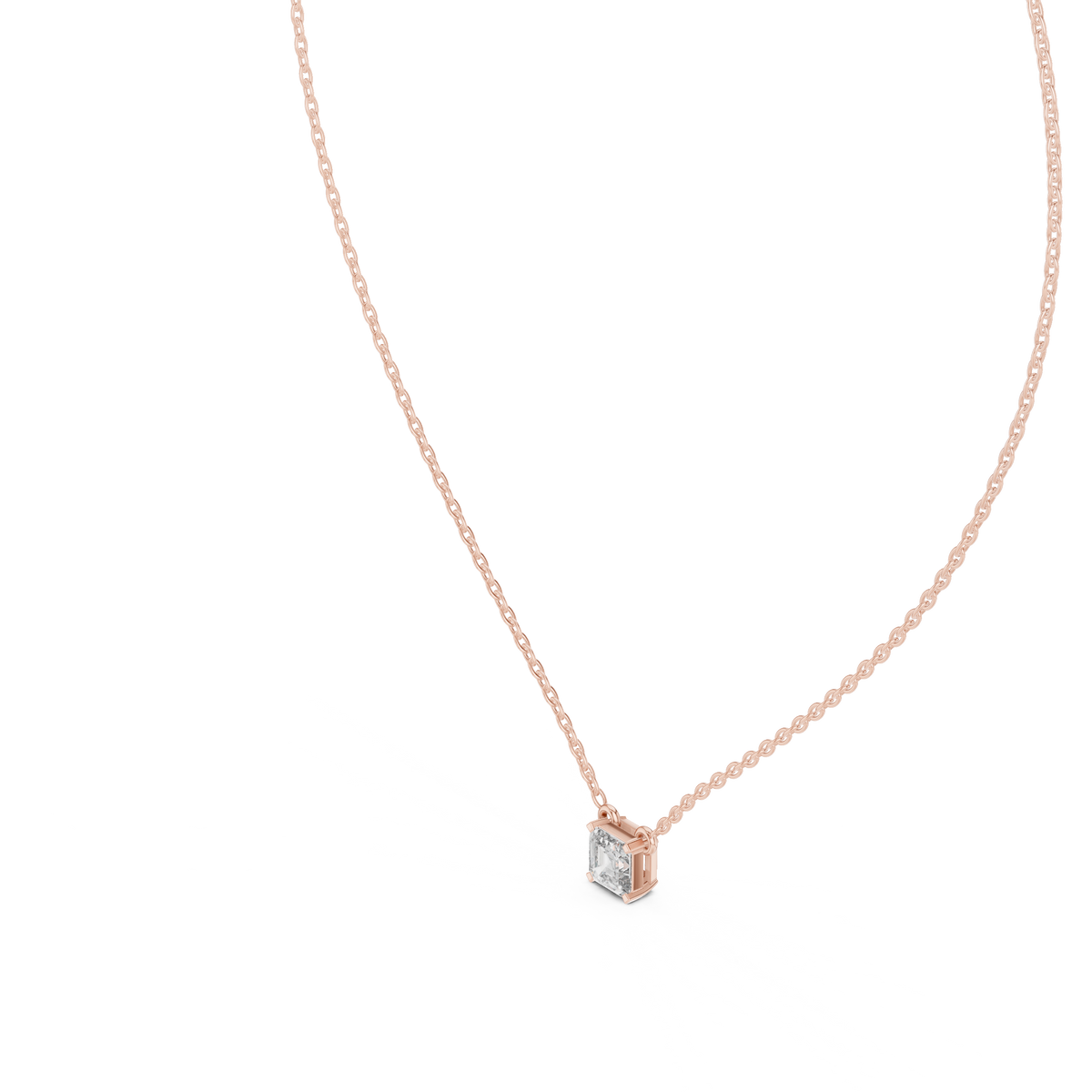 Gold Solitaire Classic Asscher Lab Grown Diamond Carist Pendant