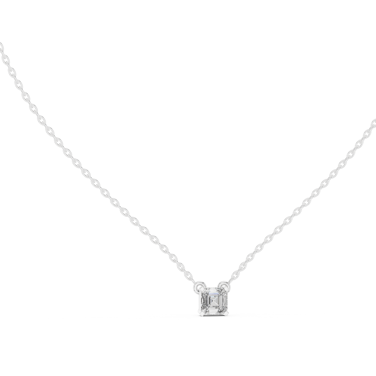 Gold Solitaire Classic Asscher Lab Grown Diamond Carist Pendant