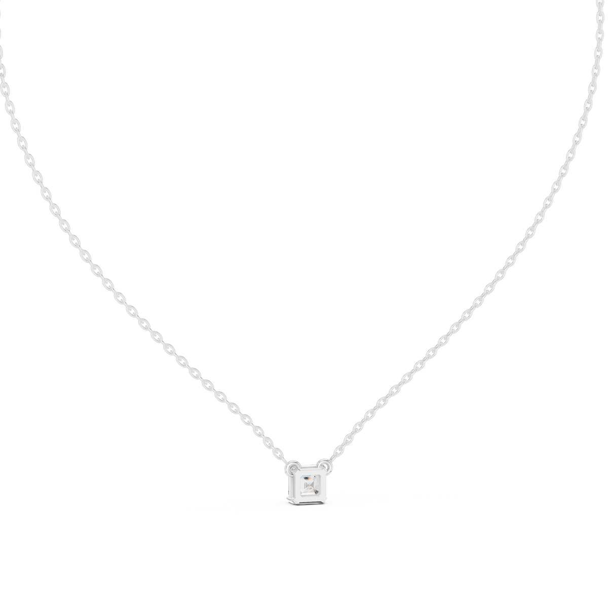 Gold Solitaire Classic Asscher Lab Grown Diamond Carist Pendant