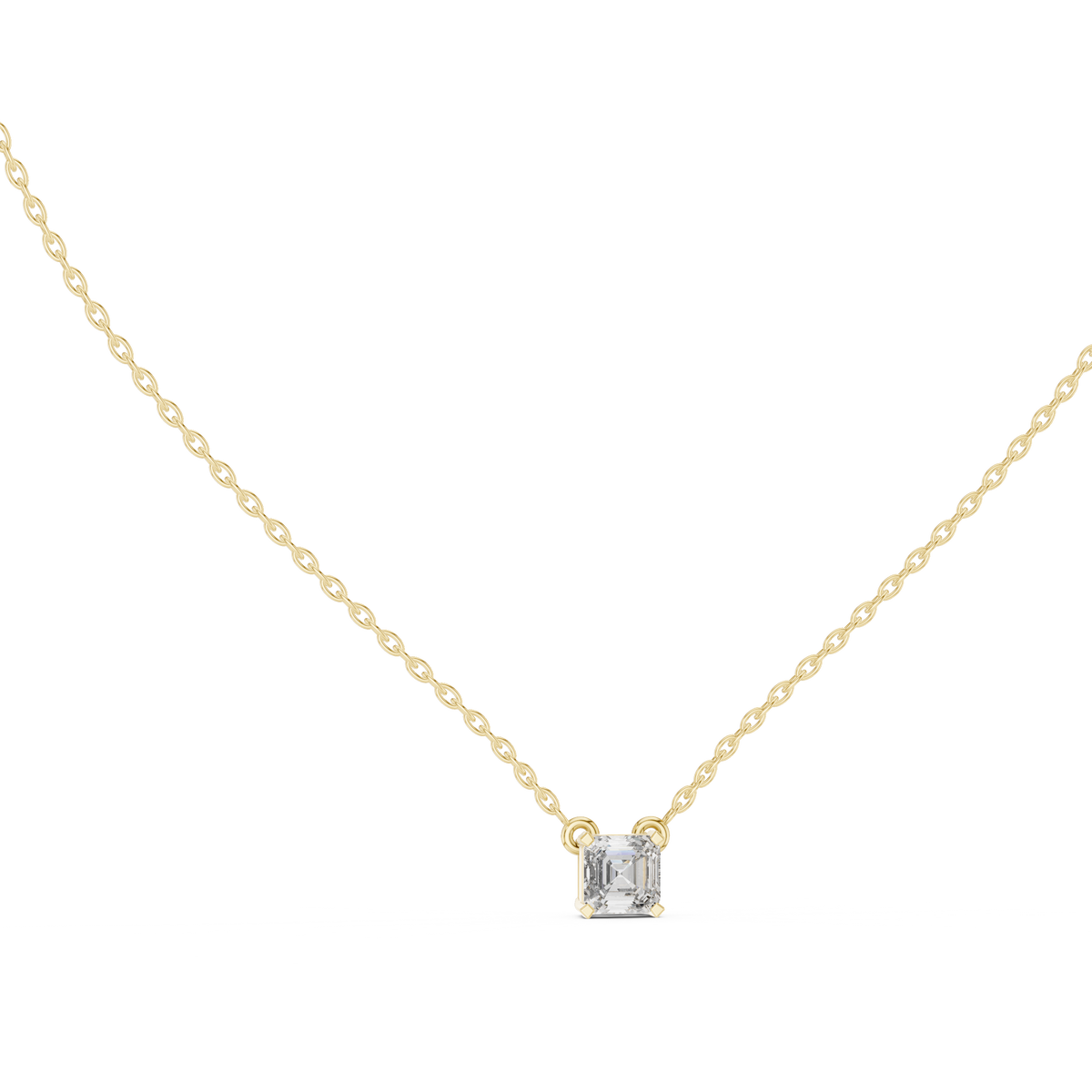 Gold Solitaire Classic Asscher Lab Grown Diamond Carist Pendant