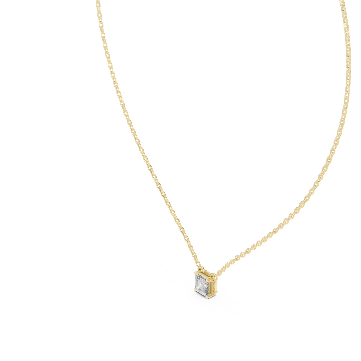 Gold Solitaire Classic Asscher Lab Grown Diamond Carist Pendant